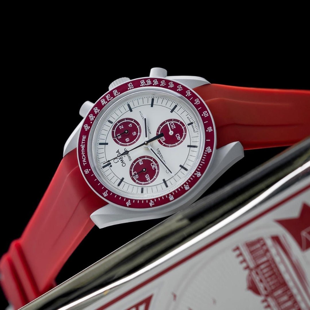 Rubber Strap - For Mission to Pluto | Omega X Swatch | MoonSwatch - Red - Helvetus