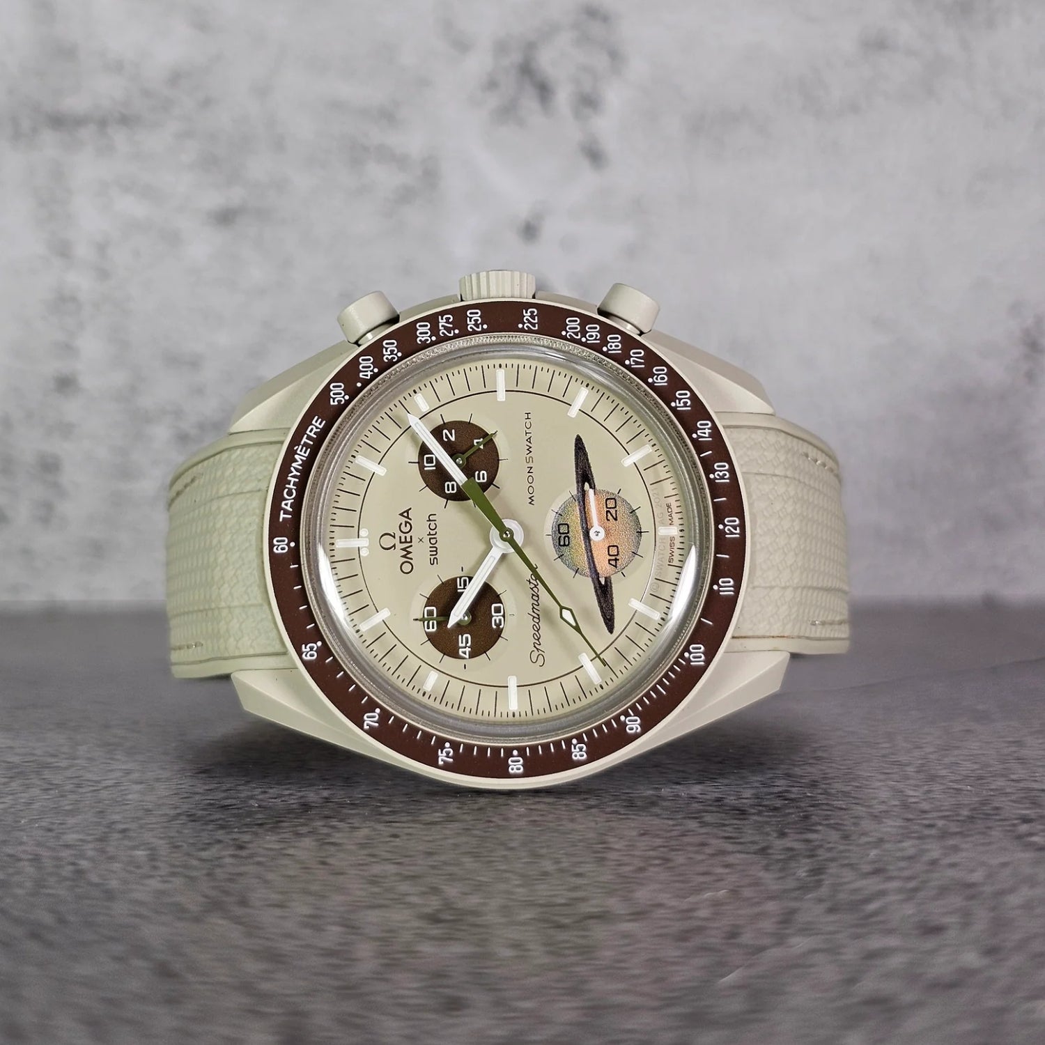 Rubber Strap - For Mission to Saturn | Omega X Swatch | MoonSwatch - Beige w/White - Helvetus