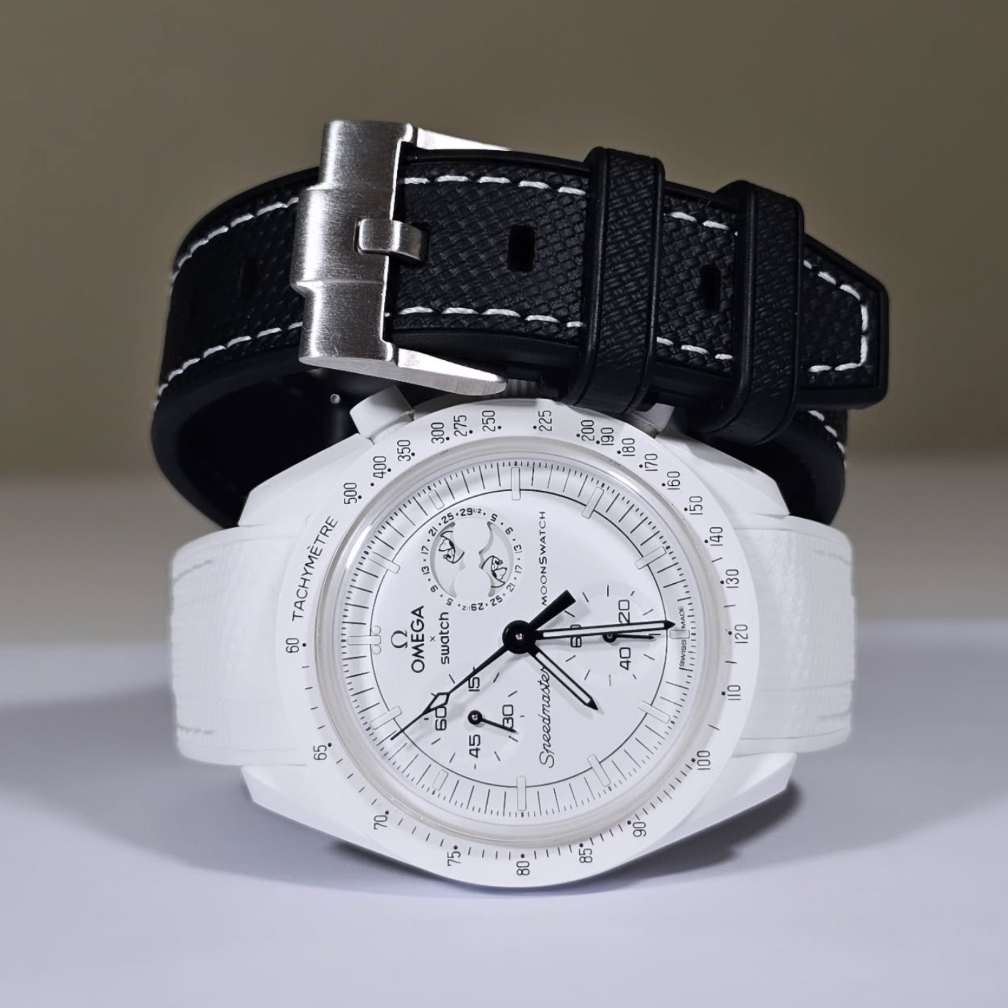 Rubber Strap - For Mission to the Moonphase - Snoopy | Omega X Swatch | MoonSwatch - White w/White - Helvetus