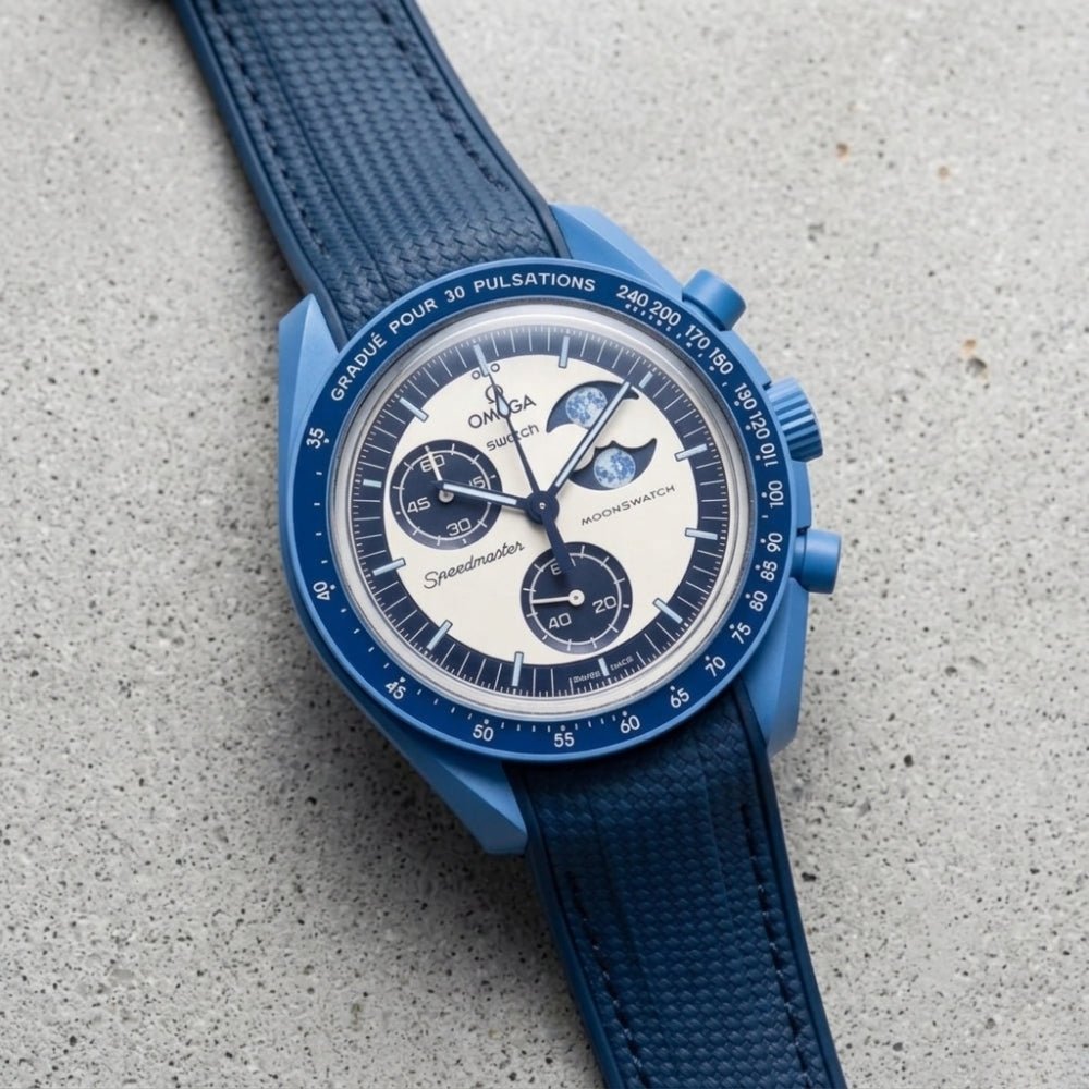 Rubber Strap - For Mission to the Super Blue Moonphase | MoonSwatch - Blue w/Blue - Helvetus