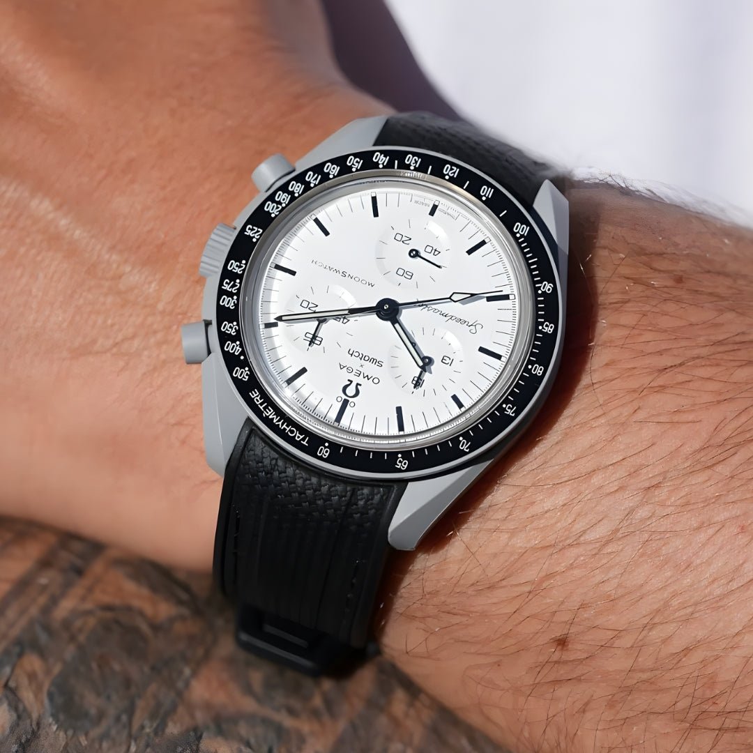 Rubber Strap - For MoonSwatch 1965 - Black w/Black - Helvetus