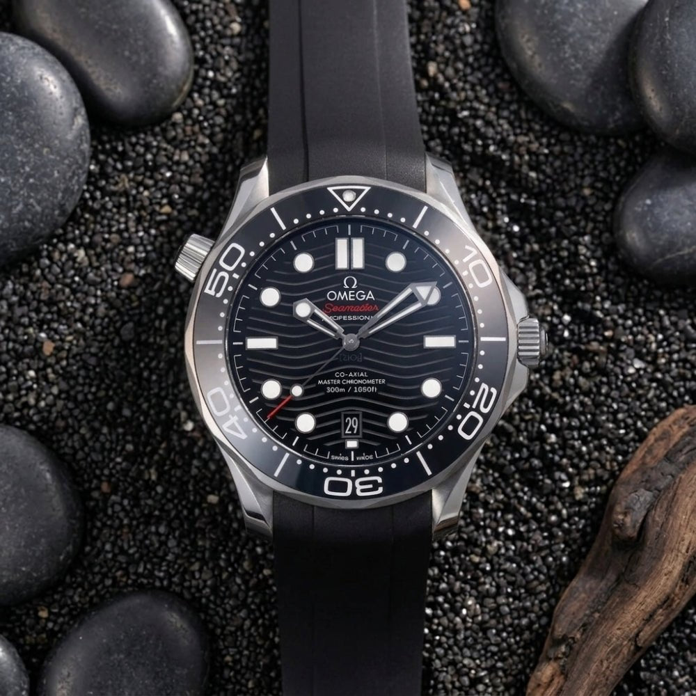 Rubber Strap - For Omega Seamaster 300 - Black - Helvetus