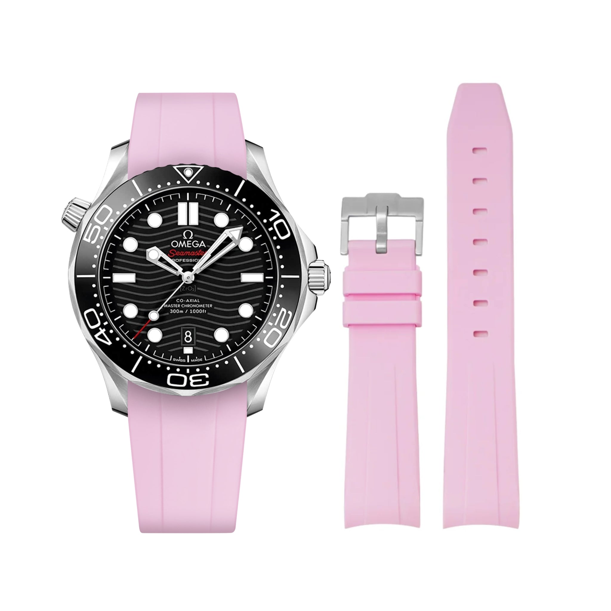 Rubber Strap - For Omega Seamaster 300 - Pink - Helvetus