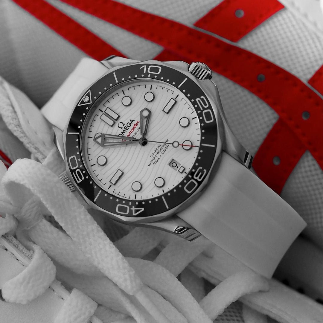 Rubber Strap - For Omega Seamaster 300 - White - Helvetus