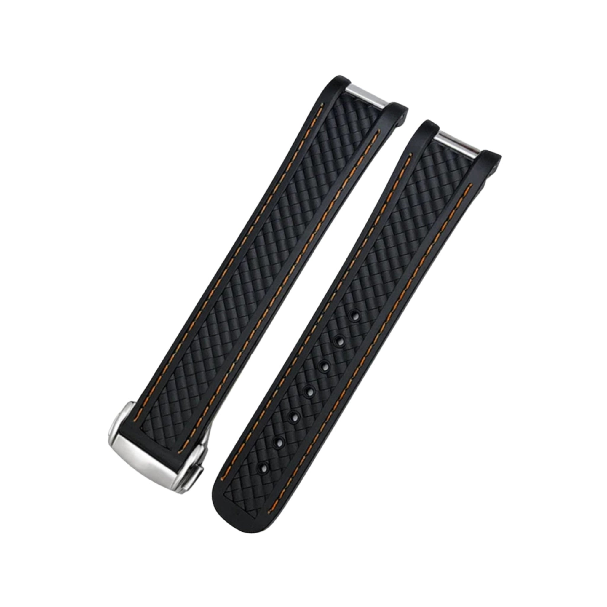 Rubber Strap - For Omega Seamaster Aqua Terra 300 / 150m - Black/Orange - Helvetus