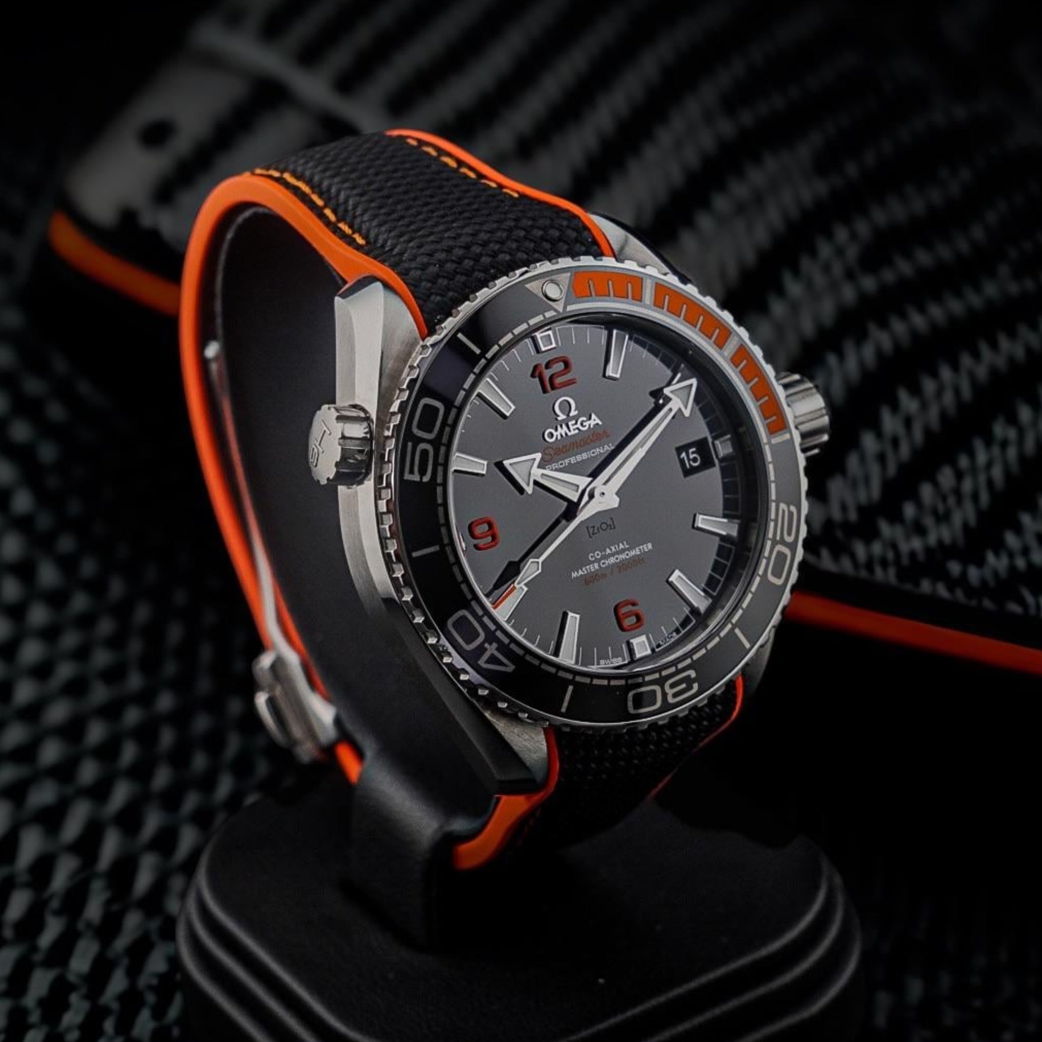 Rubber Strap - For Omega Seamaster Planet Ocean - Black/Orange - Helvetus