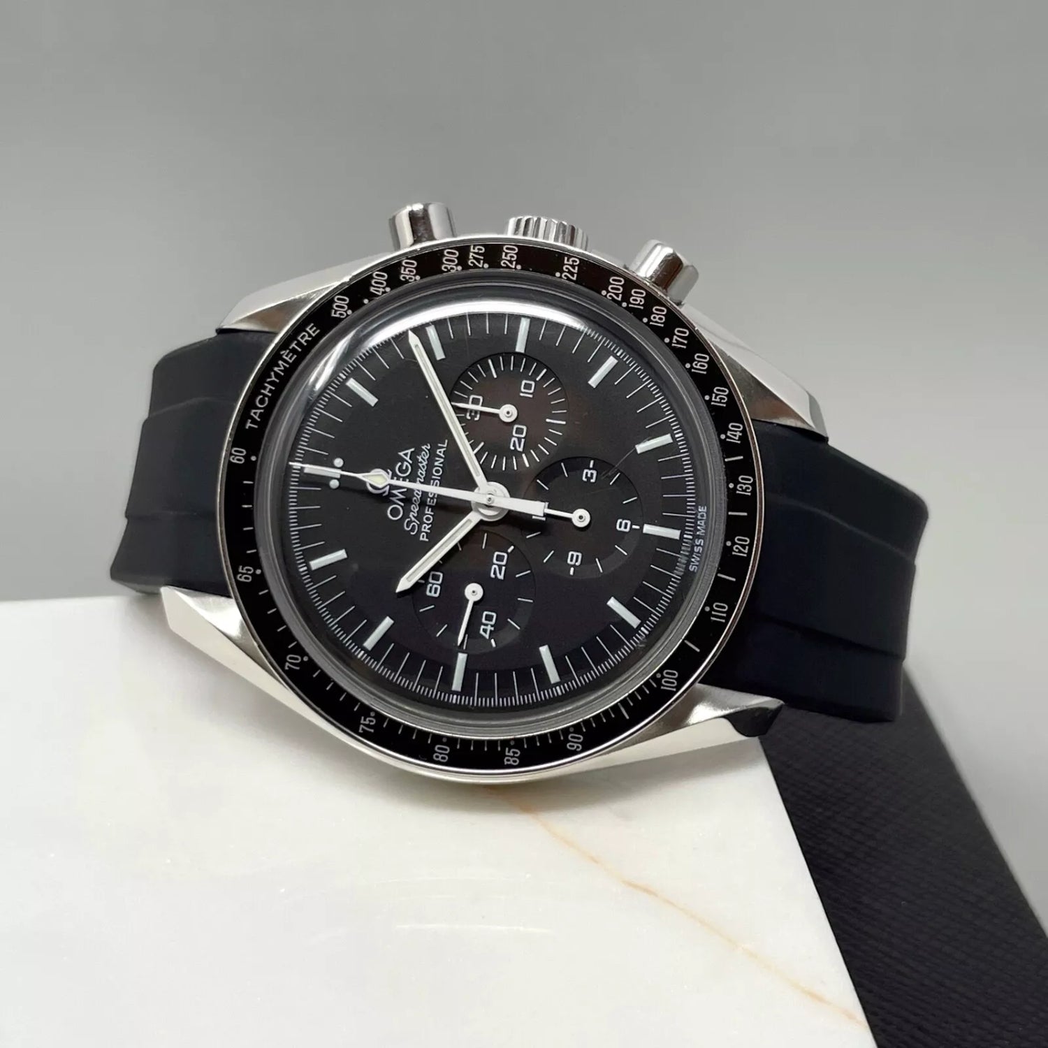 Rubber Strap - For Omega Speedmaster - Black - Helvetus
