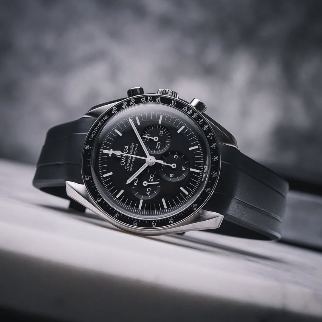 Rubber Strap - For Omega Speedmaster - Black - Helvetus
