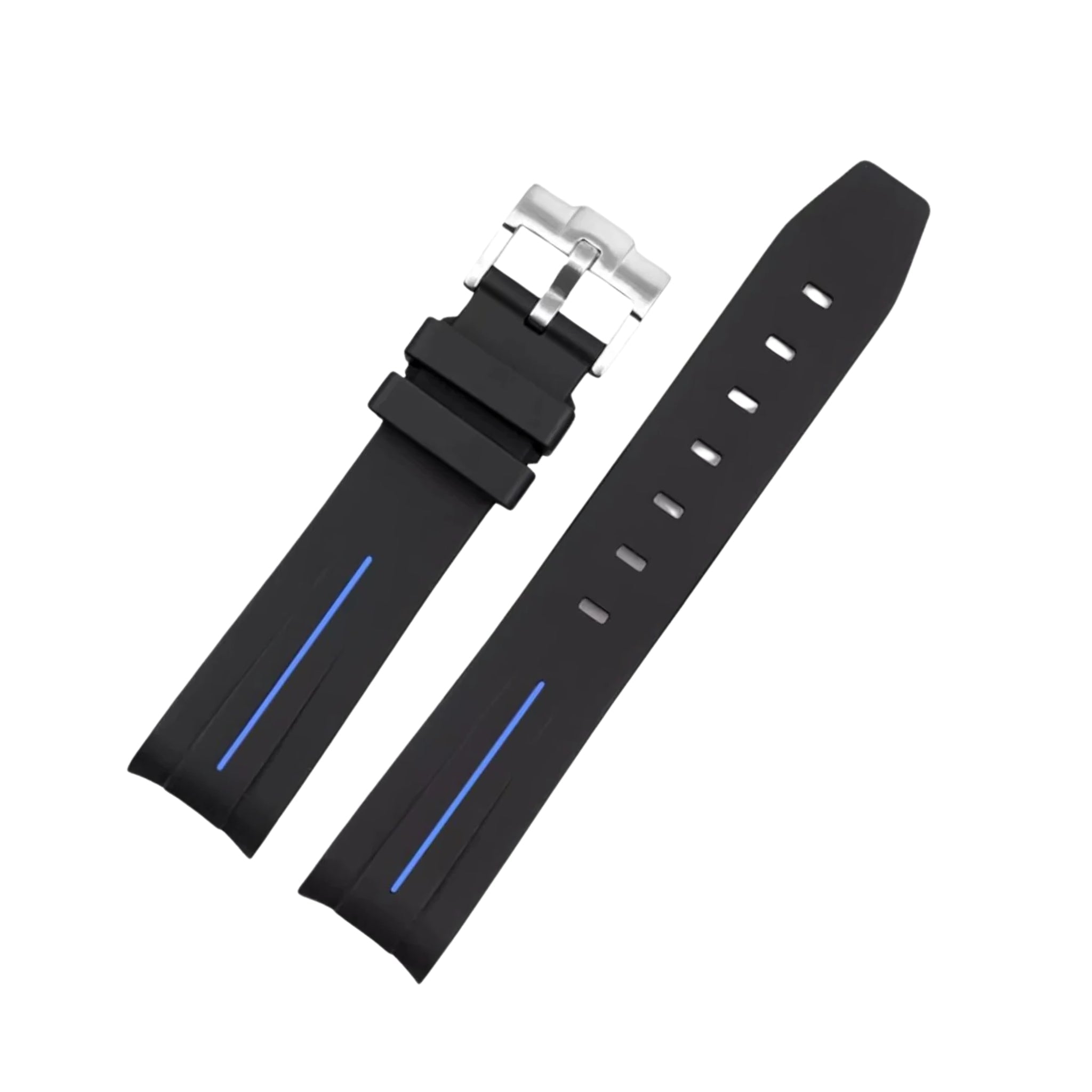 Rubber Strap - For Omega Speedmaster - Black w/Blue Line | LuxLine® - Helvetus