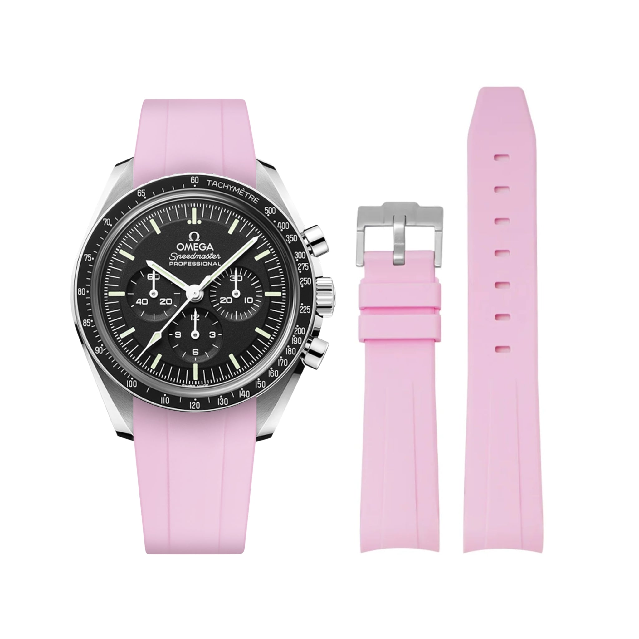 Rubber Strap - For Omega Speedmaster - Pink - Helvetus