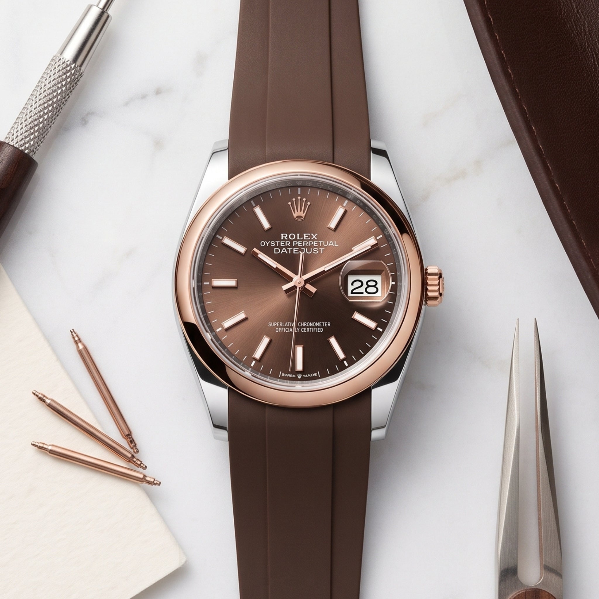 Rubber Strap - For Rolex Datejust 36 - Brown - Helvetus