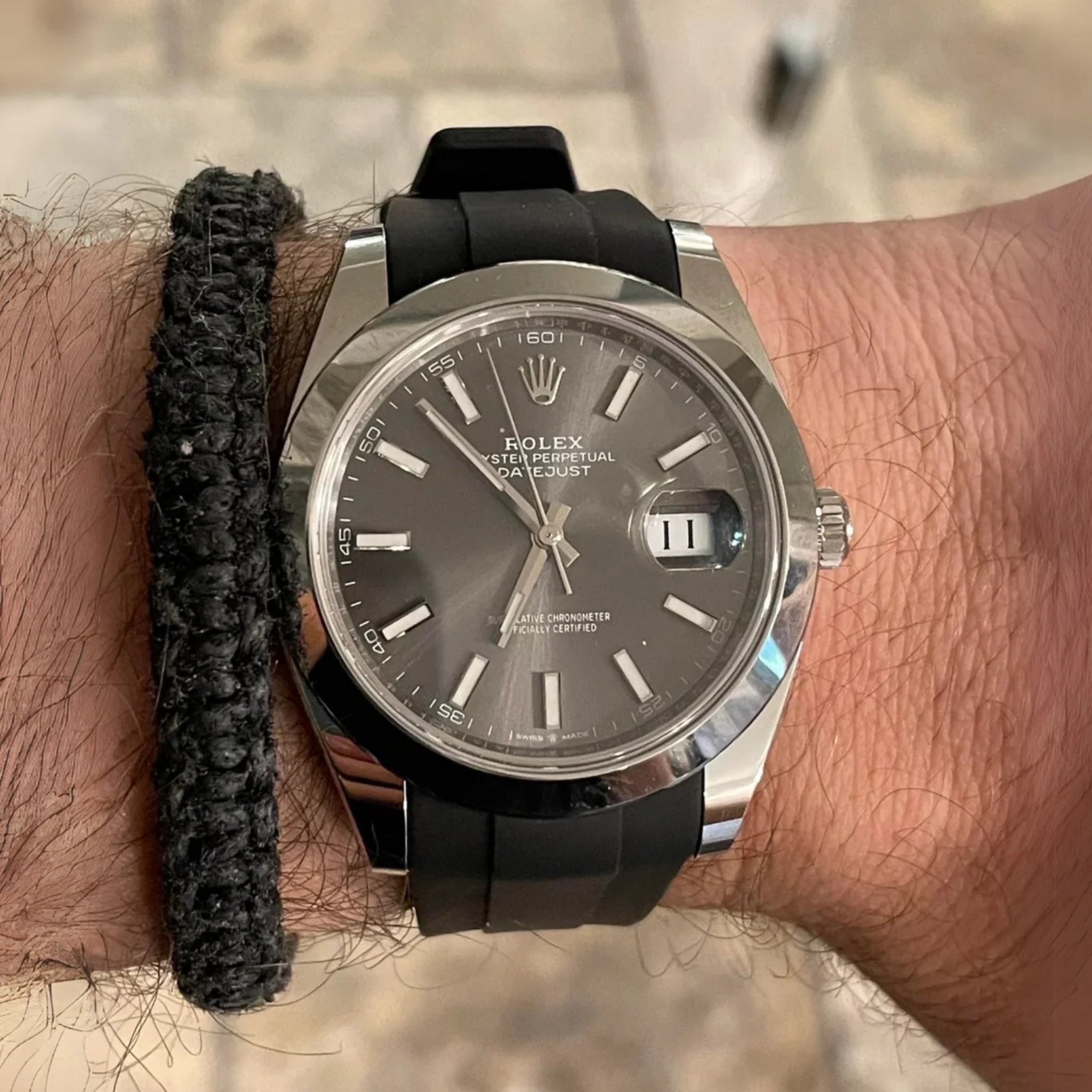 Rubber Strap - For Rolex Datejust 41mm - Black - Helvetus