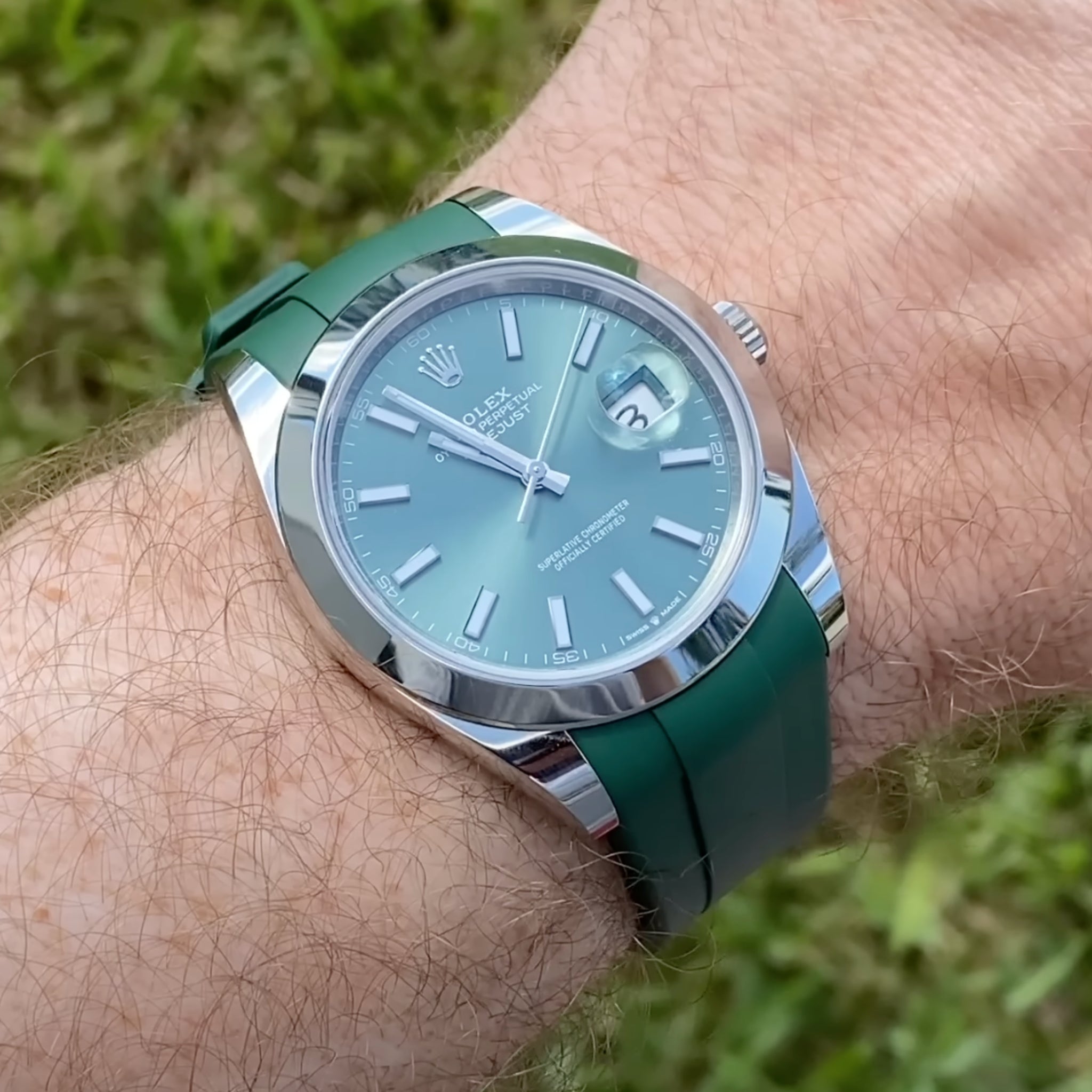 Rubber Strap - For Rolex Datejust 41mm - Green - Helvetus