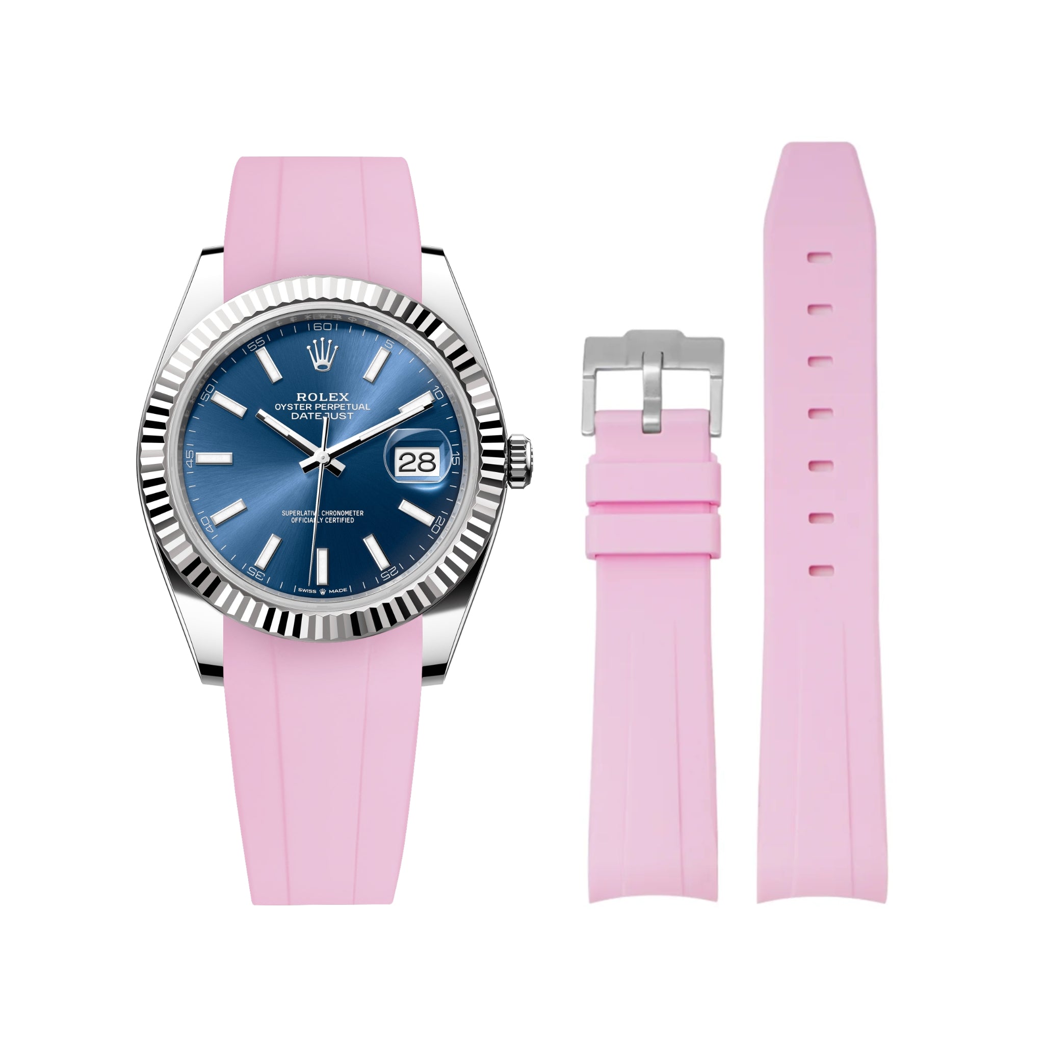 Rubber Strap - For Rolex Datejust 41mm - Pink - Helvetus