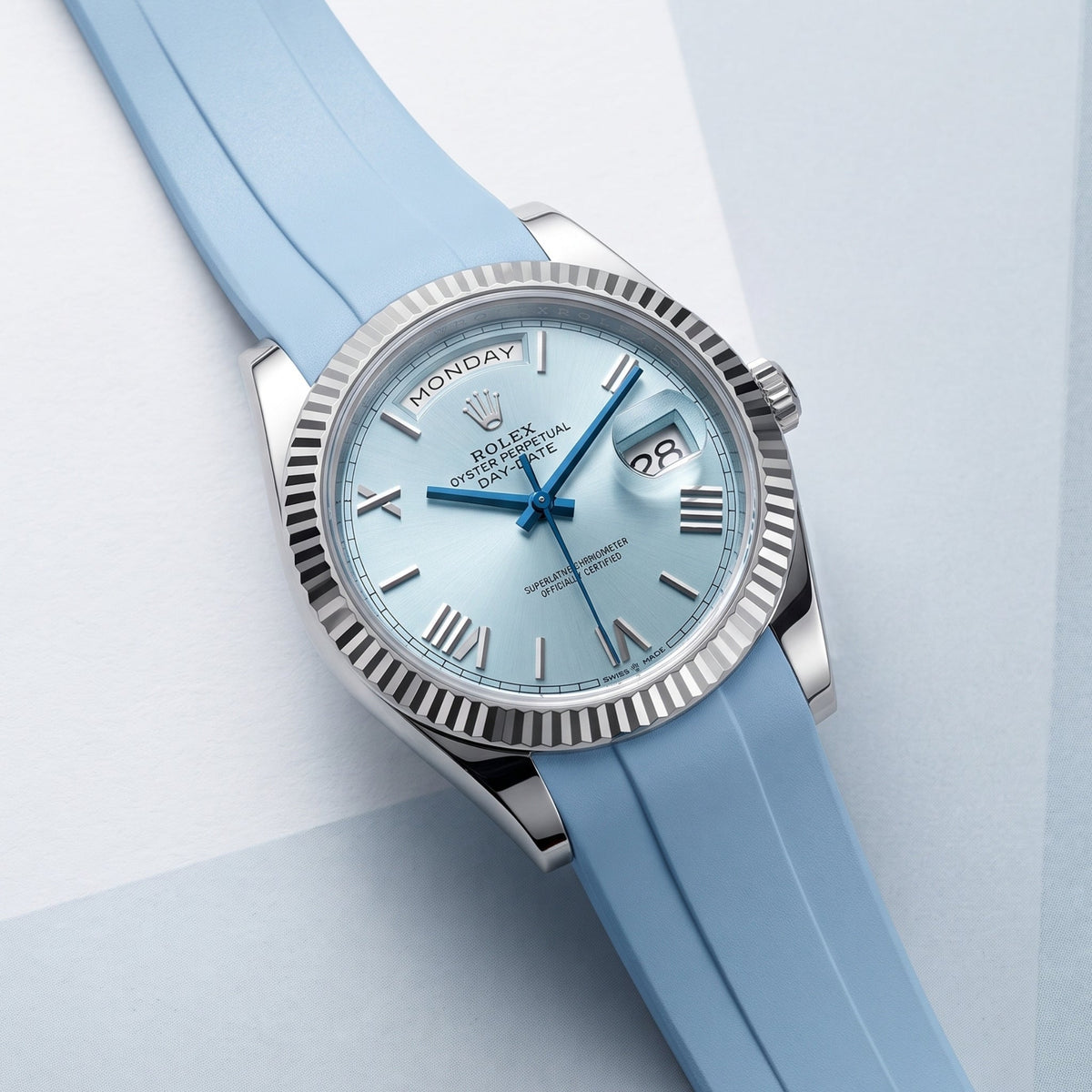 Rubber Strap - For Rolex Day-Date 36mm - Baby Blue - Helvetus