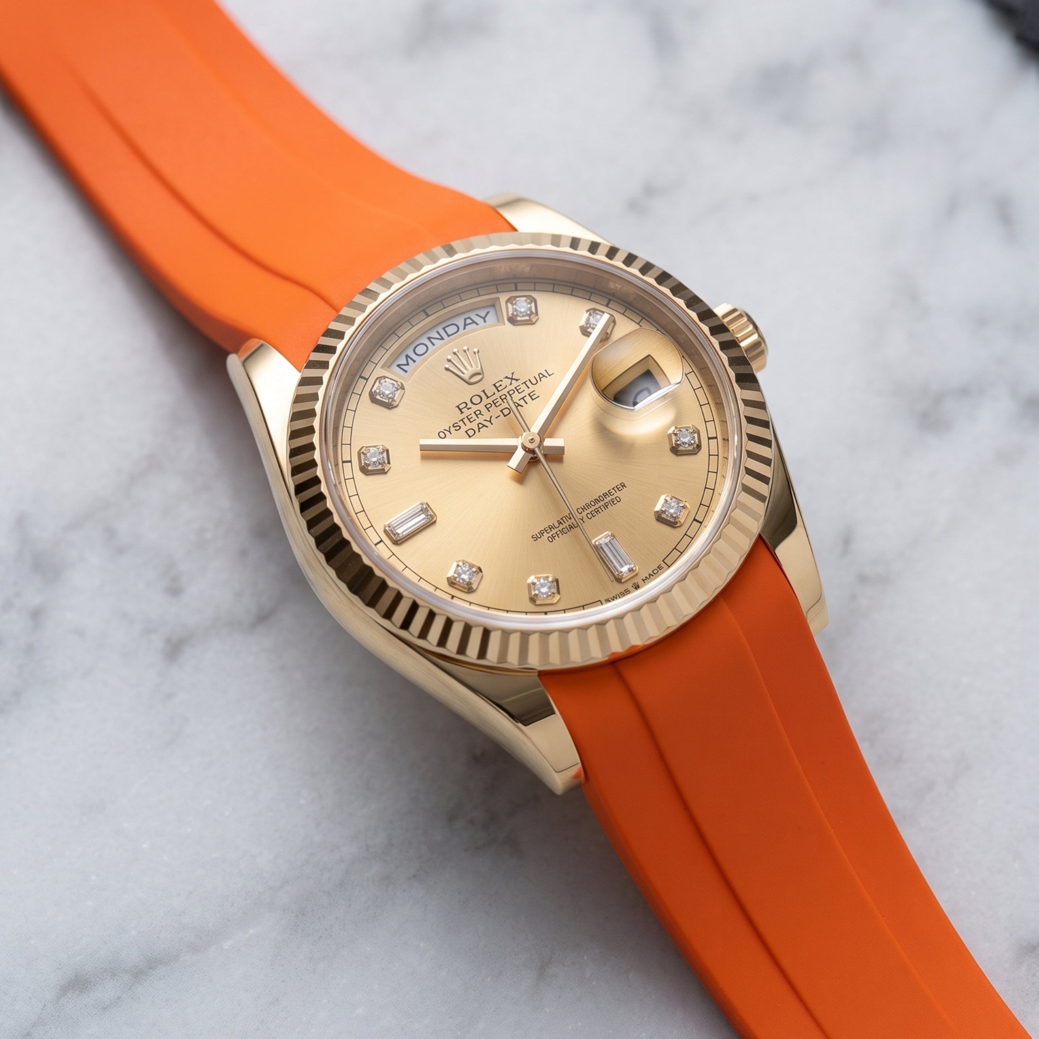 Rubber Strap - For Rolex Day-Date 36mm - Orange - Helvetus