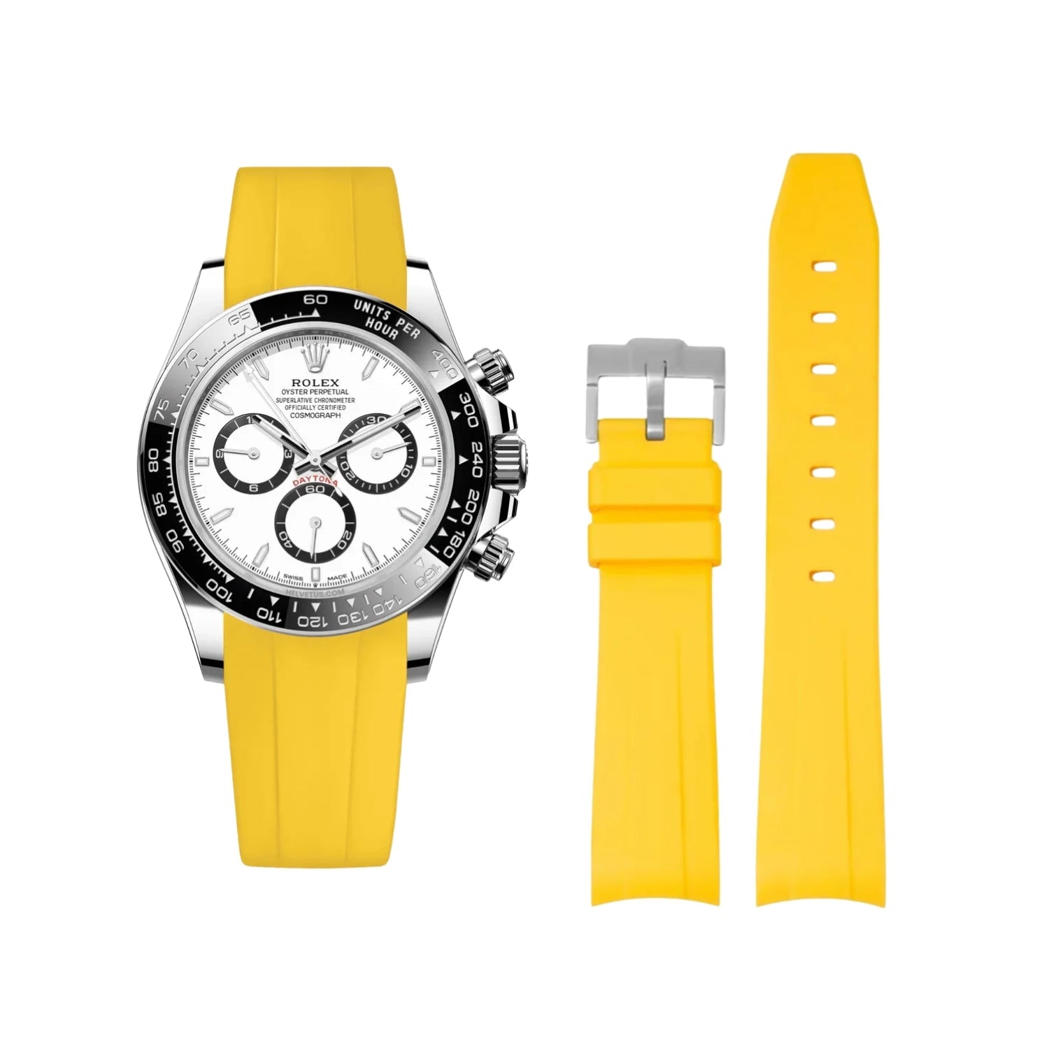 Rubber Strap - For Rolex Daytona - Yellow - Helvetus