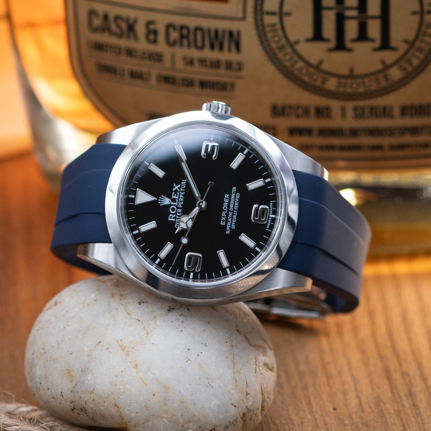 Rubber Strap - For Rolex Explorer I - Navy Blue - Helvetus