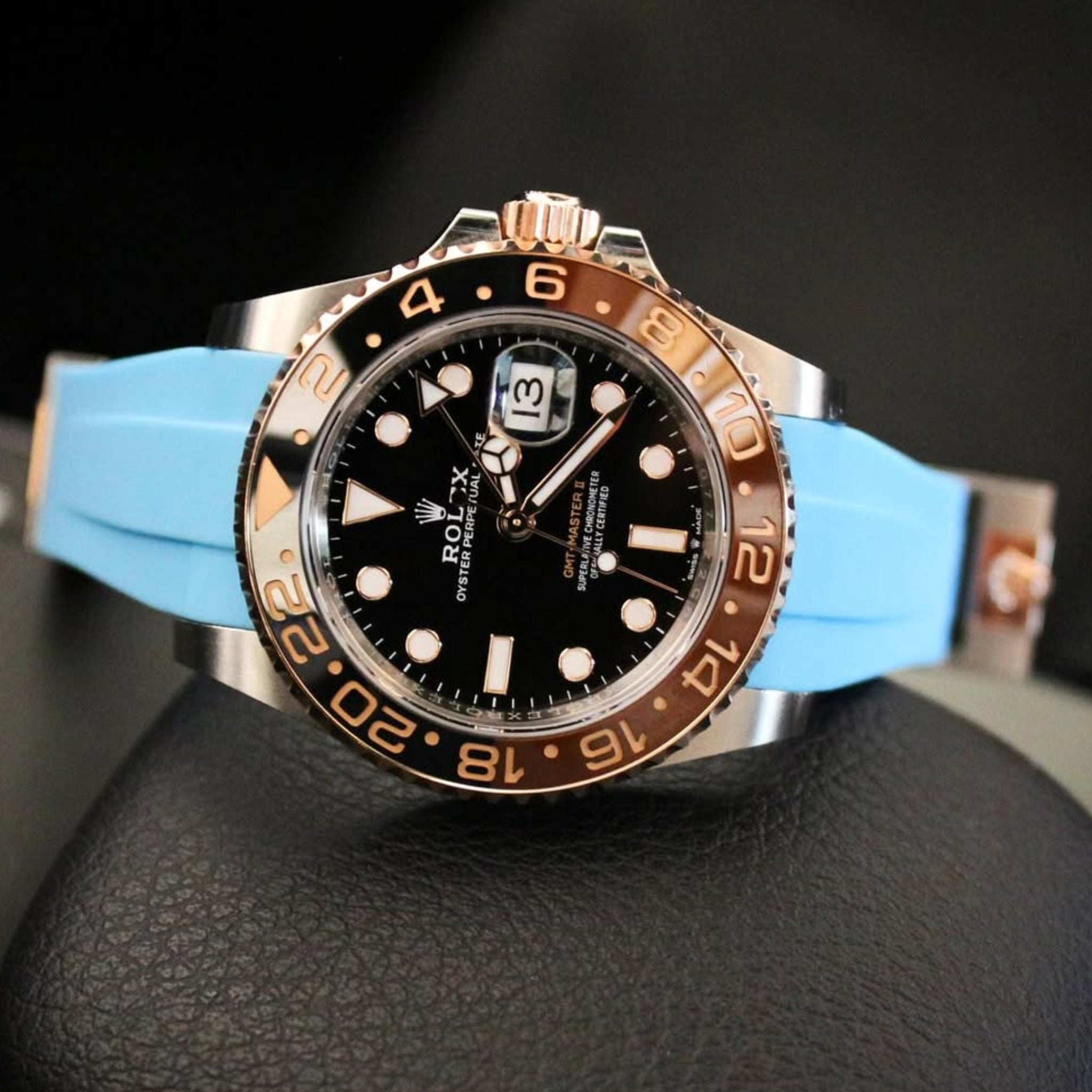 Rubber Strap - For Rolex GMT - Master II - Light Blue - Helvetus