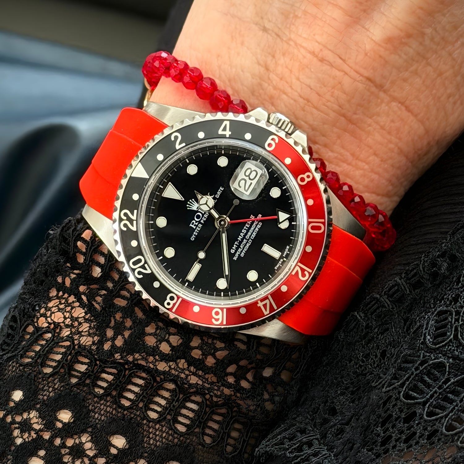 Rubber Strap - For Rolex GMT - Master II - Red - Helvetus