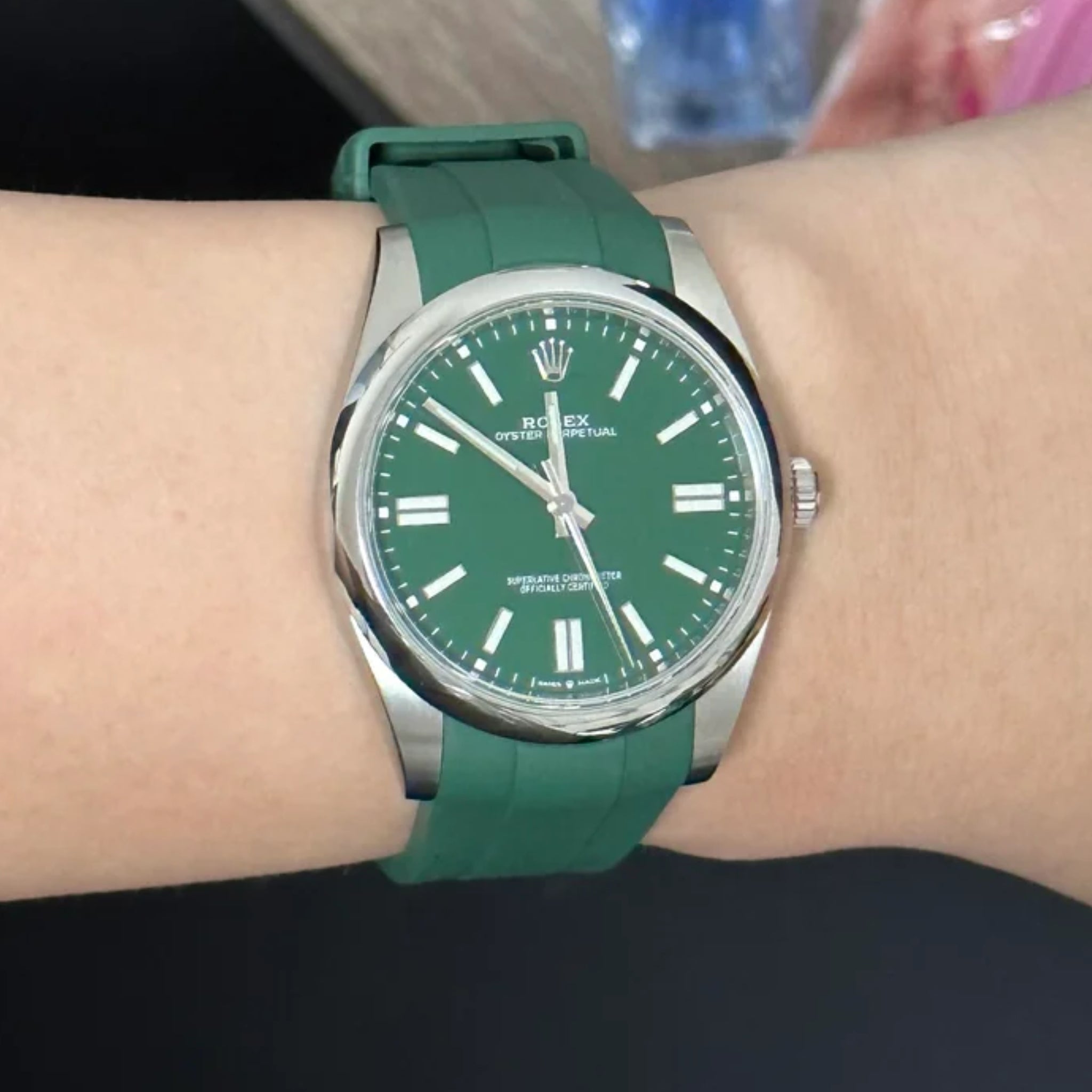 Rubber Strap - For Rolex Oyster Perpetual 39mm - Green - Helvetus