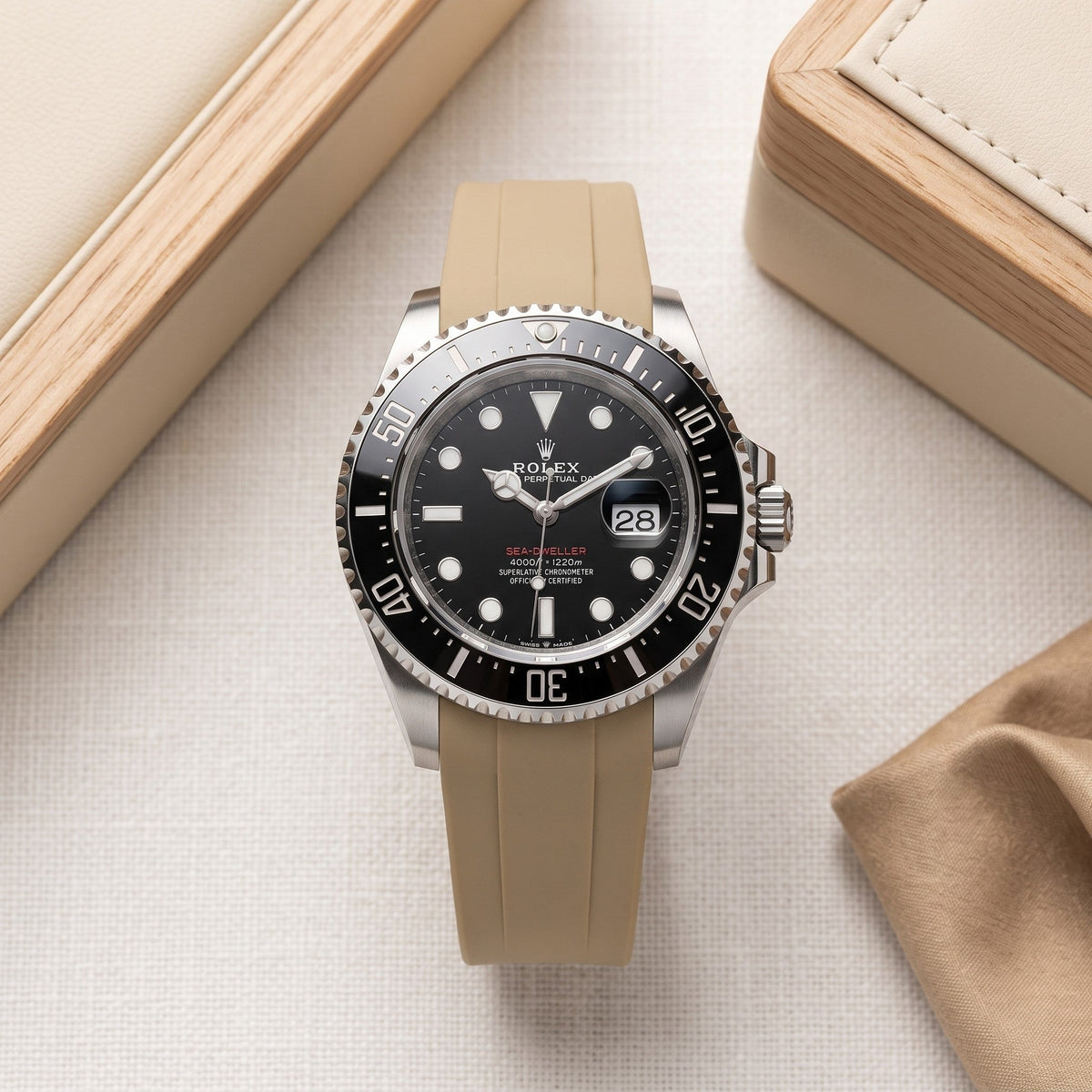 Rubber Strap - For Rolex Sea-Dweller - Beige - Helvetus