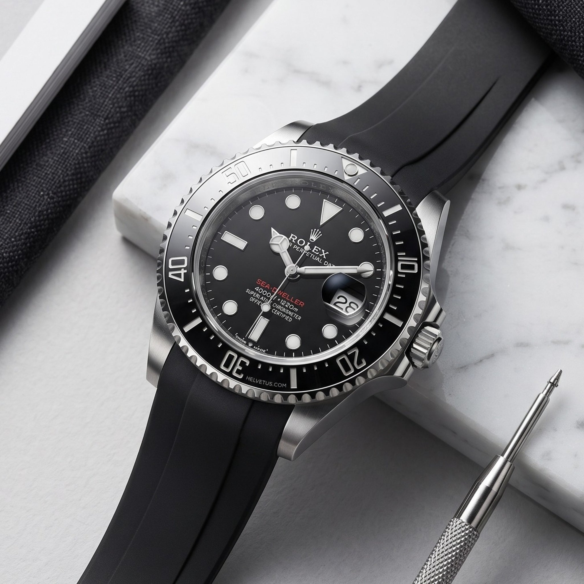 Rubber Strap - For Rolex Sea-Dweller - Black - Helvetus