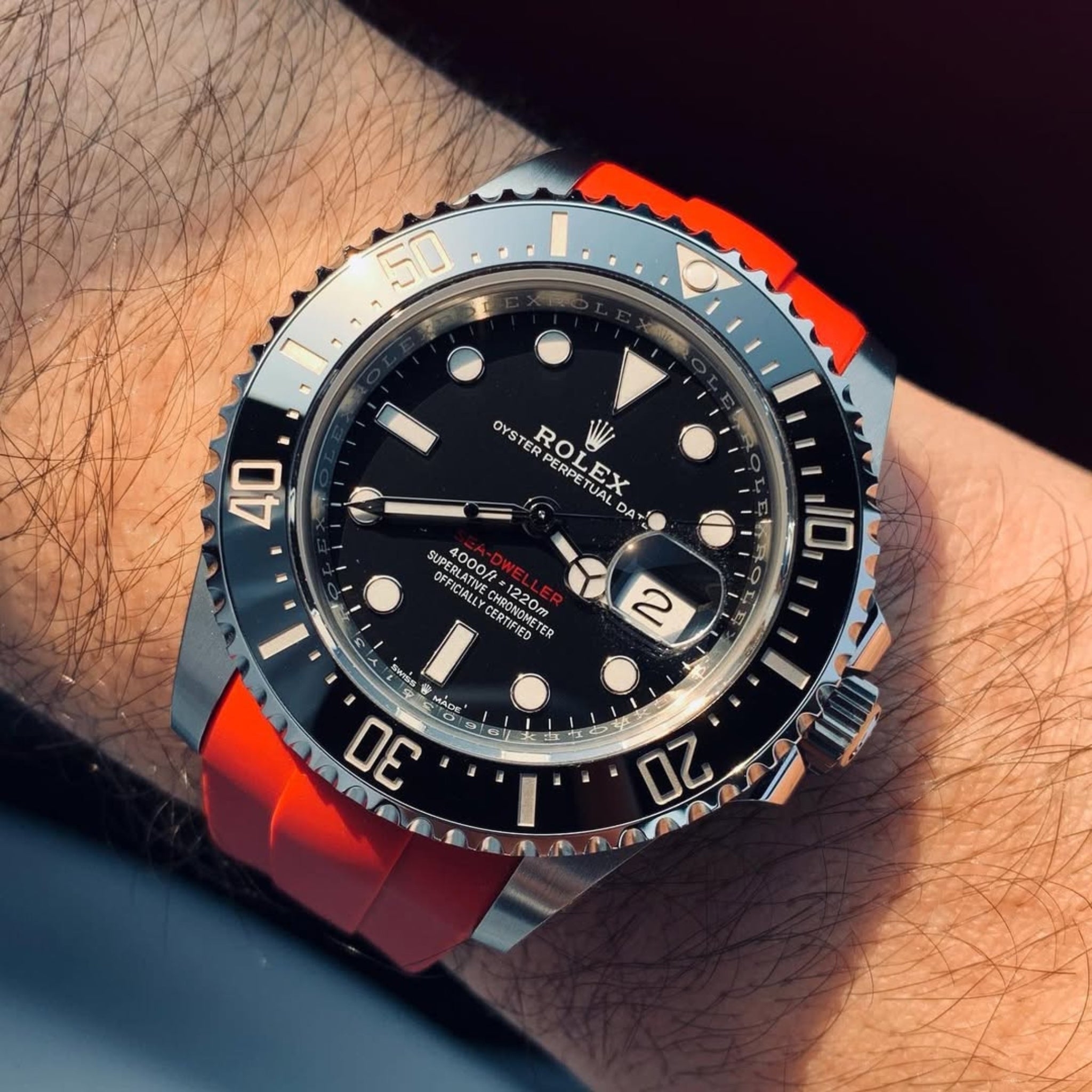 Rubber Strap - For Rolex Sea - Dweller - Orange - Helvetus