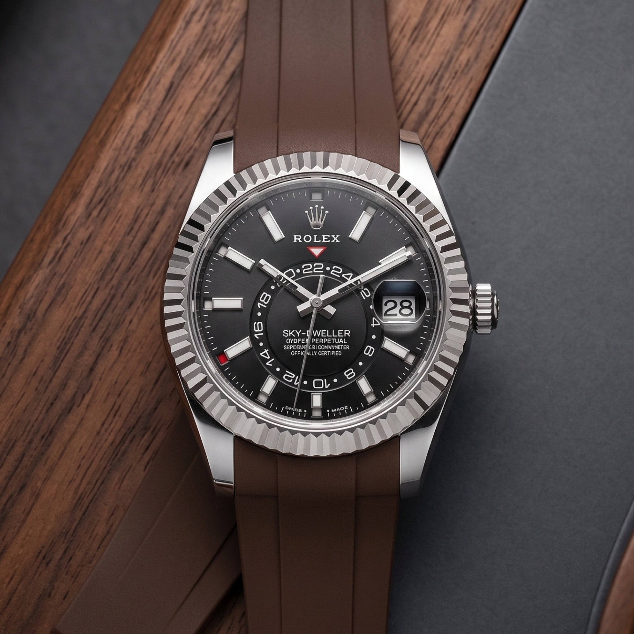 Rubber Strap - For Rolex Sky-Dweller - Brown - Helvetus