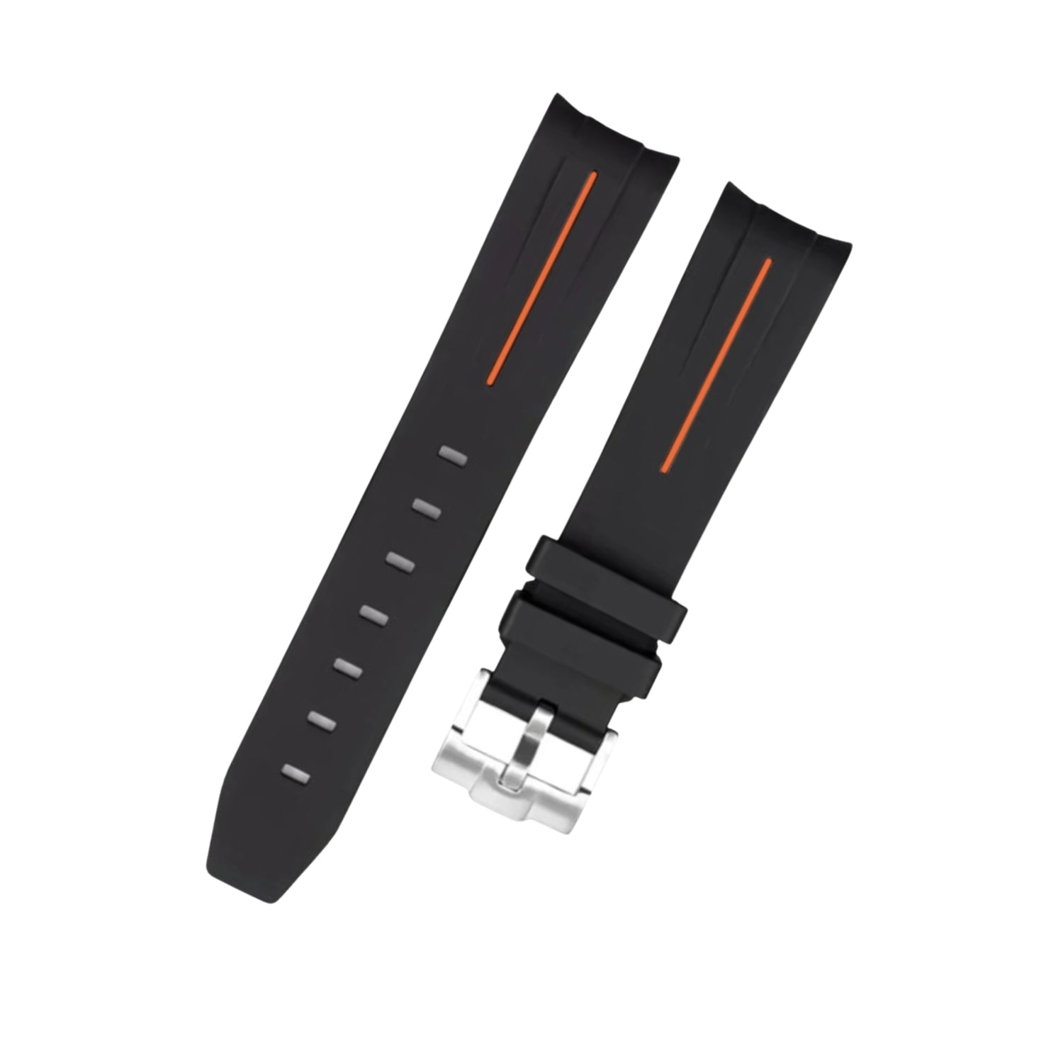 Rubber Strap - For Rolex Submariner - Black w/Orange Line | LuxLine® - Helvetus