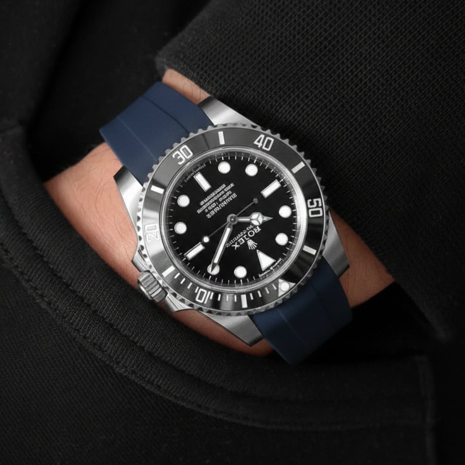 Rubber Strap - For Rolex Submariner - Navy Blue - Helvetus