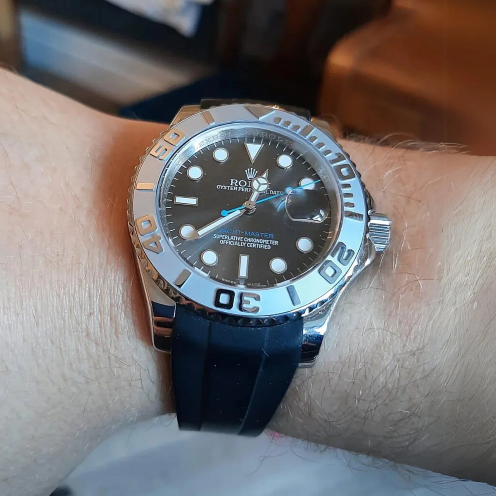 Rubber Strap - For Rolex Yacht - Master 40mm/42mm/37mm - Black - Helvetus