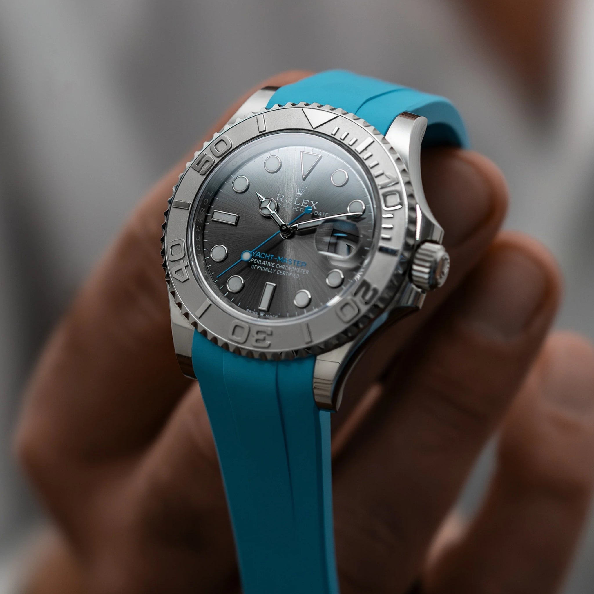 Rubber Strap - For Rolex Yacht-Master 40mm/42mm/37mm - Light Blue - Helvetus