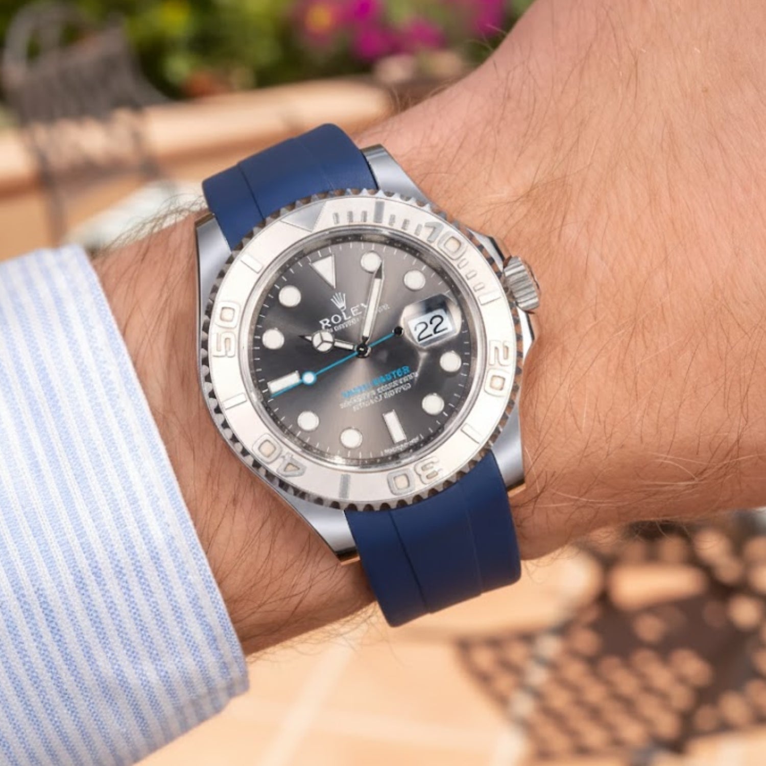 Rubber Strap - For Rolex Yacht - Master 40mm/42mm/37mm - Navy Blue - Helvetus