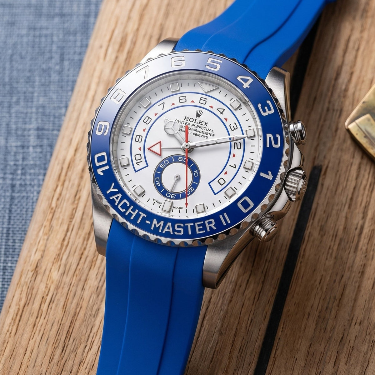 Rubber Strap - For Rolex Yacht-Master II 44mm - Blue - Helvetus