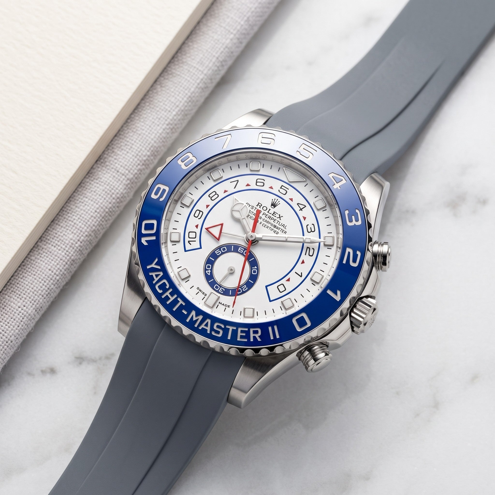 Rubber Strap - For Rolex Yacht-Master II 44mm - Grey - Helvetus