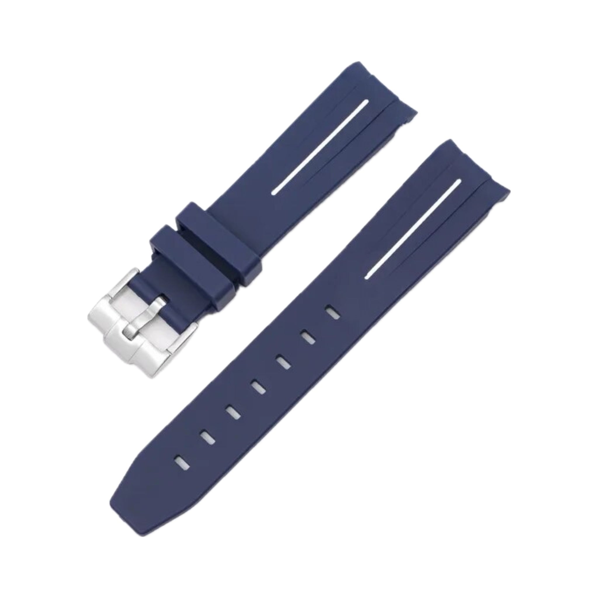 Rubber Strap - For Rolex Yacht - Master II 44mm - Navy Blue w/White Line | LuxLine® - Helvetus