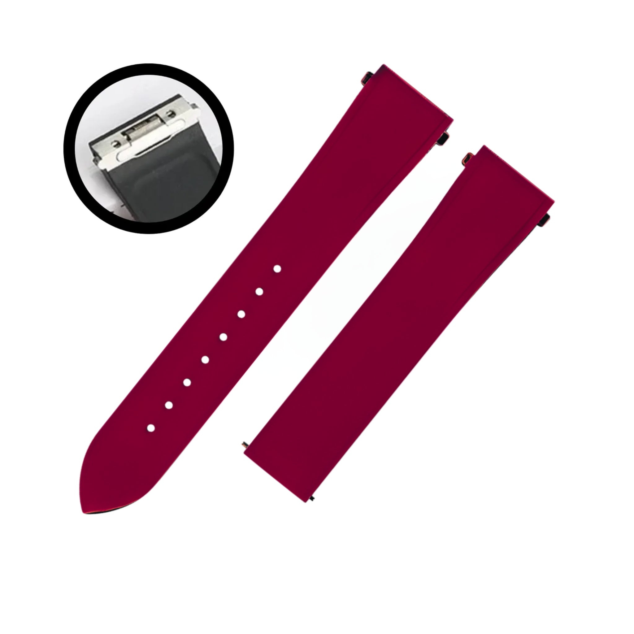 Rubber Strap - For Santos de Cartier Medium - Bordeaux Red - Quick Switch/Release - Helvetus