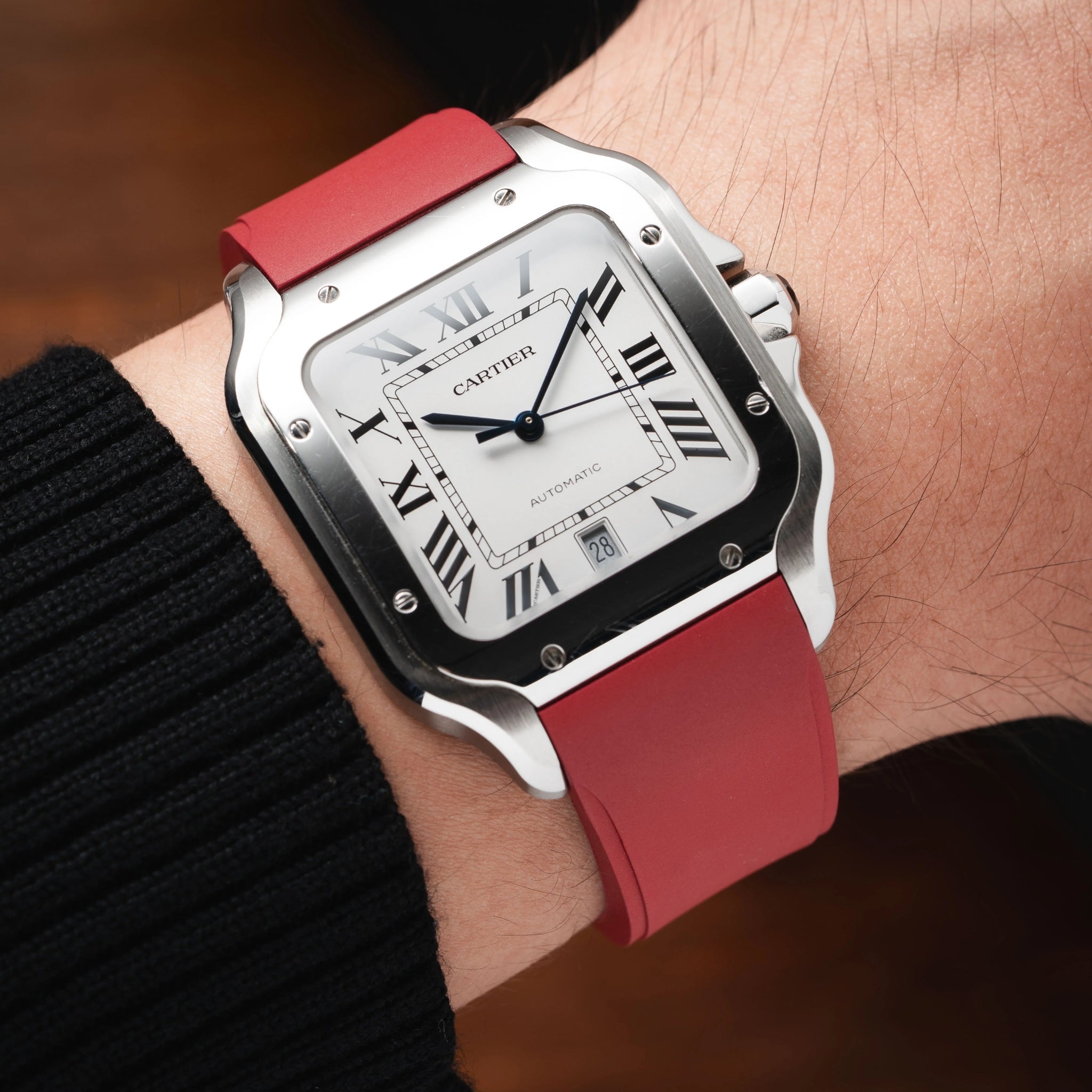 Rubber Strap - For Santos de Cartier Medium/Large - Red - Quick Switch/Release - Helvetus