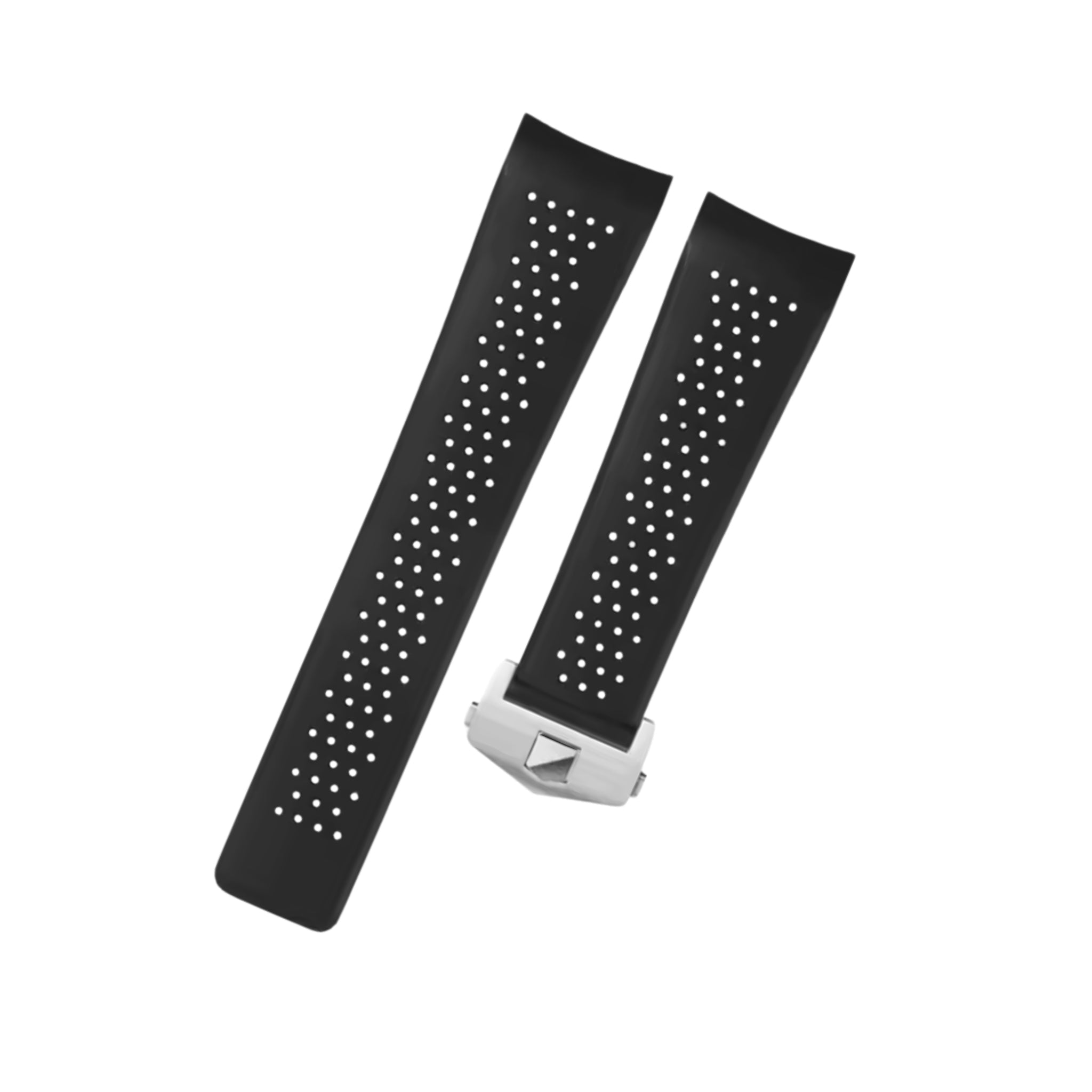 Rubber Strap - For Tag Heuer Carrera Perforated - Black - Helvetus
