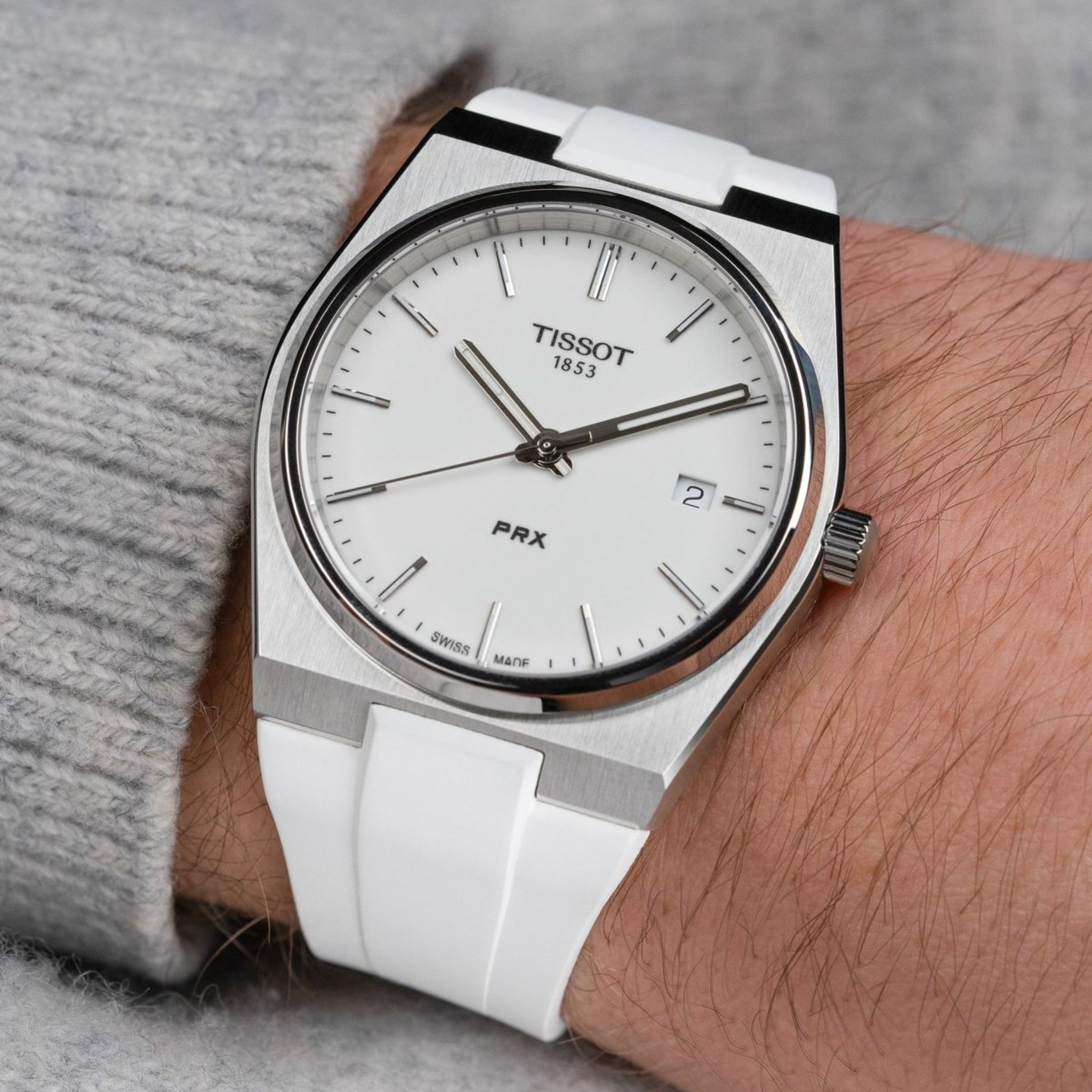 Rubber Strap - For Tissot PRX - White - Helvetus