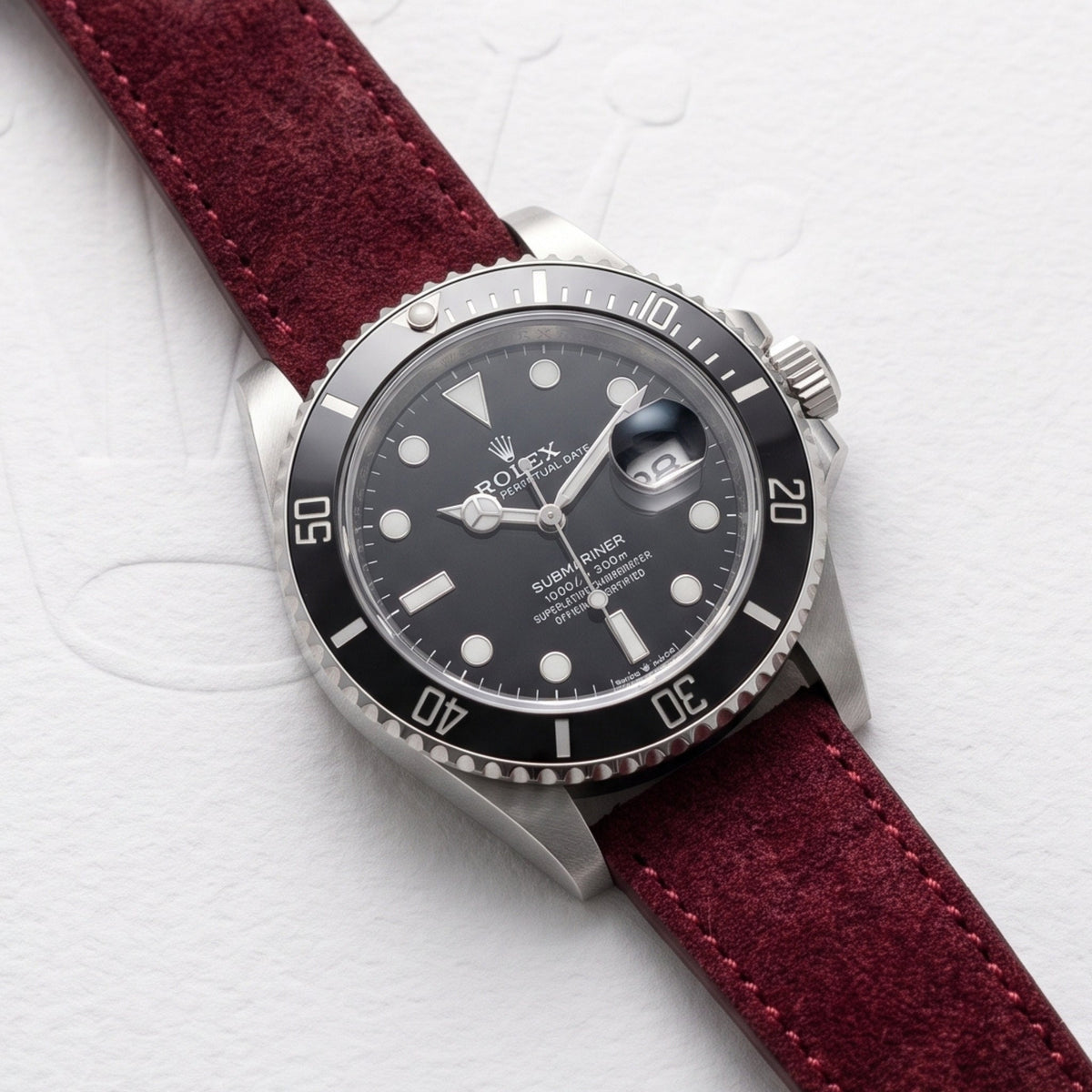 Suede Leather Watch Strap – Red – Handmade – Helvetus® - Helvetus
