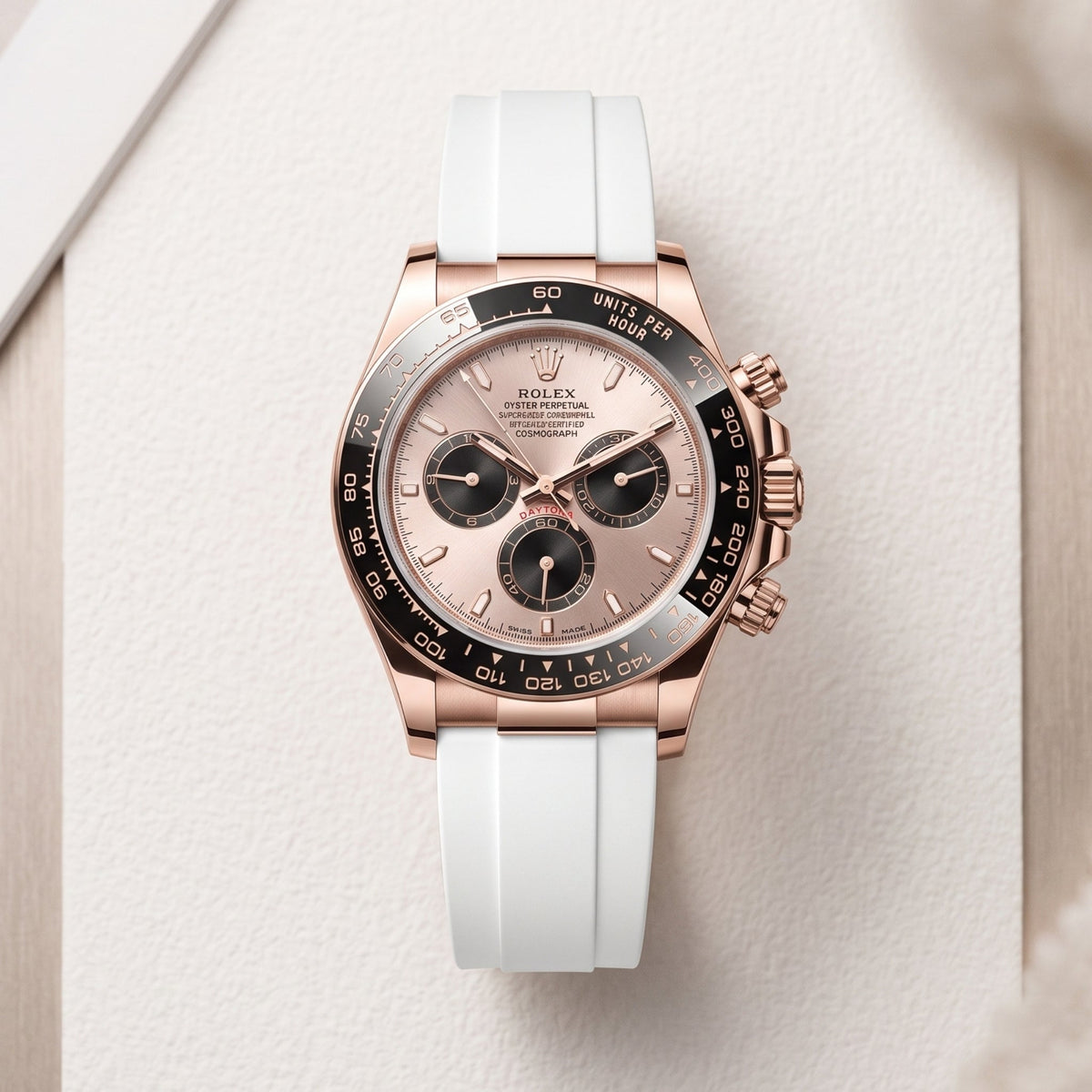 White FKM Rubber Strap for Rolex Oysterflex – Daytona, Yacht-Master & Sky-Dweller - Helvetus