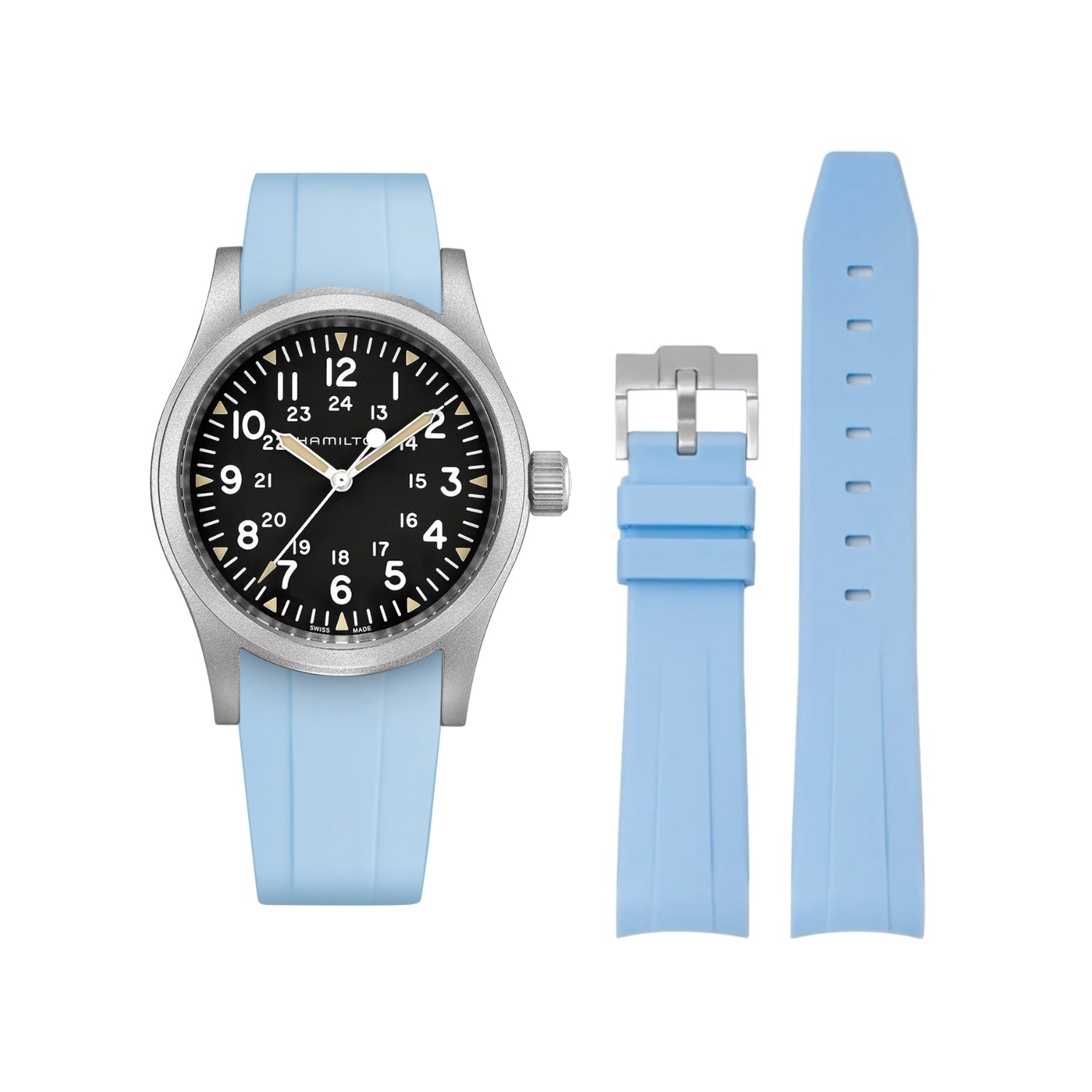 Rubber Strap – For Hamilton Khaki Field - Baby Blue