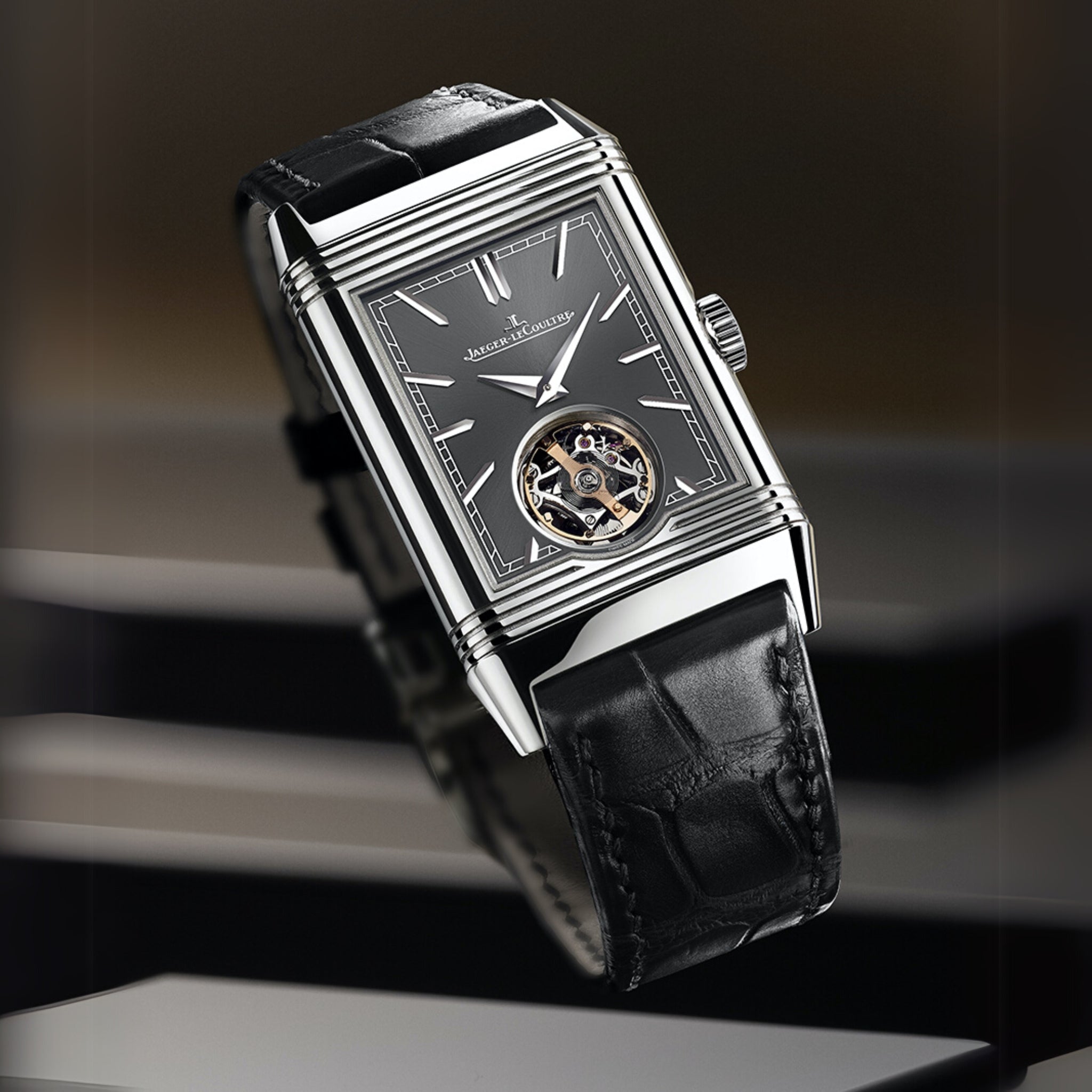 Leather Strap - For Jaeger-LeCoultre (JLC) Reverso - Black
