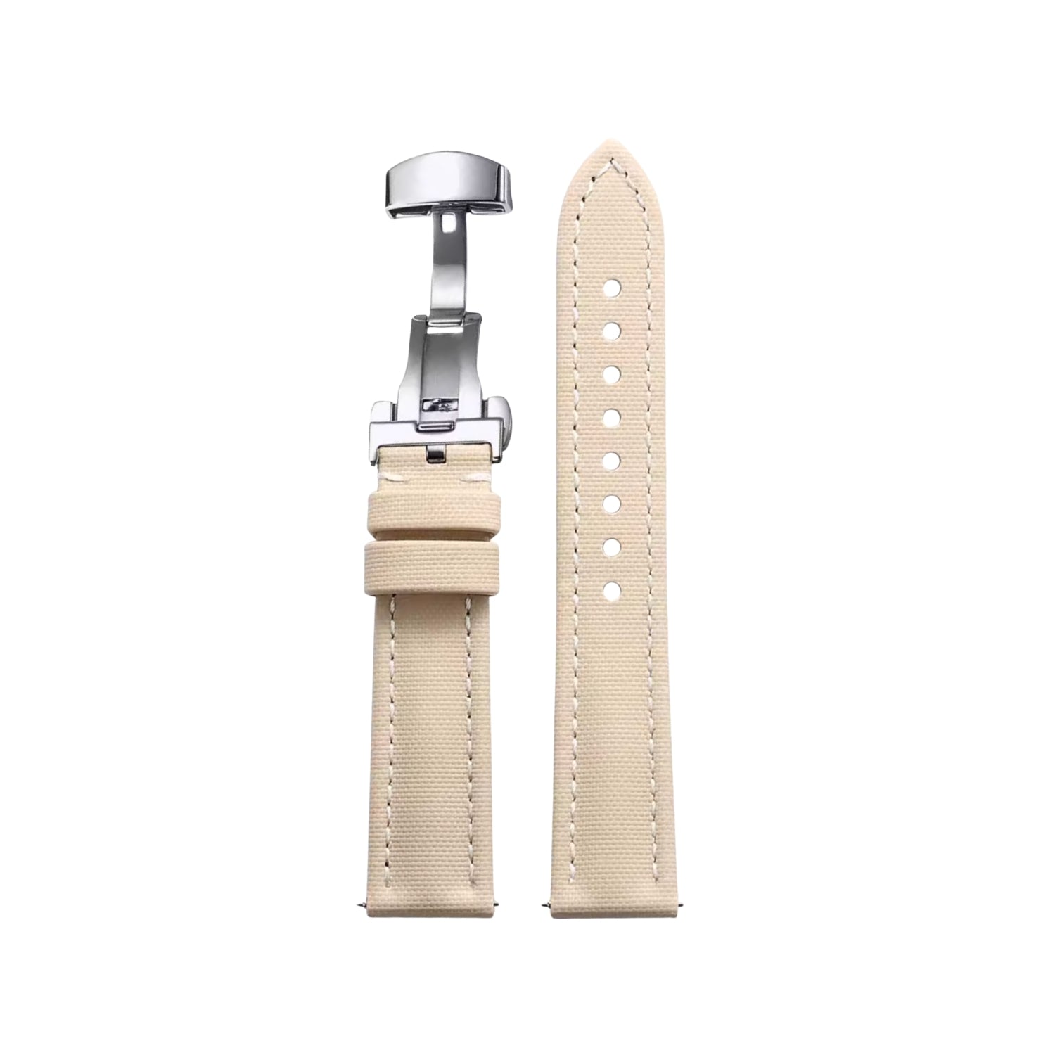 Sailcloth FKM Rubber Watch Strap – Beige/White – MarinerTex™ by Helvetus®