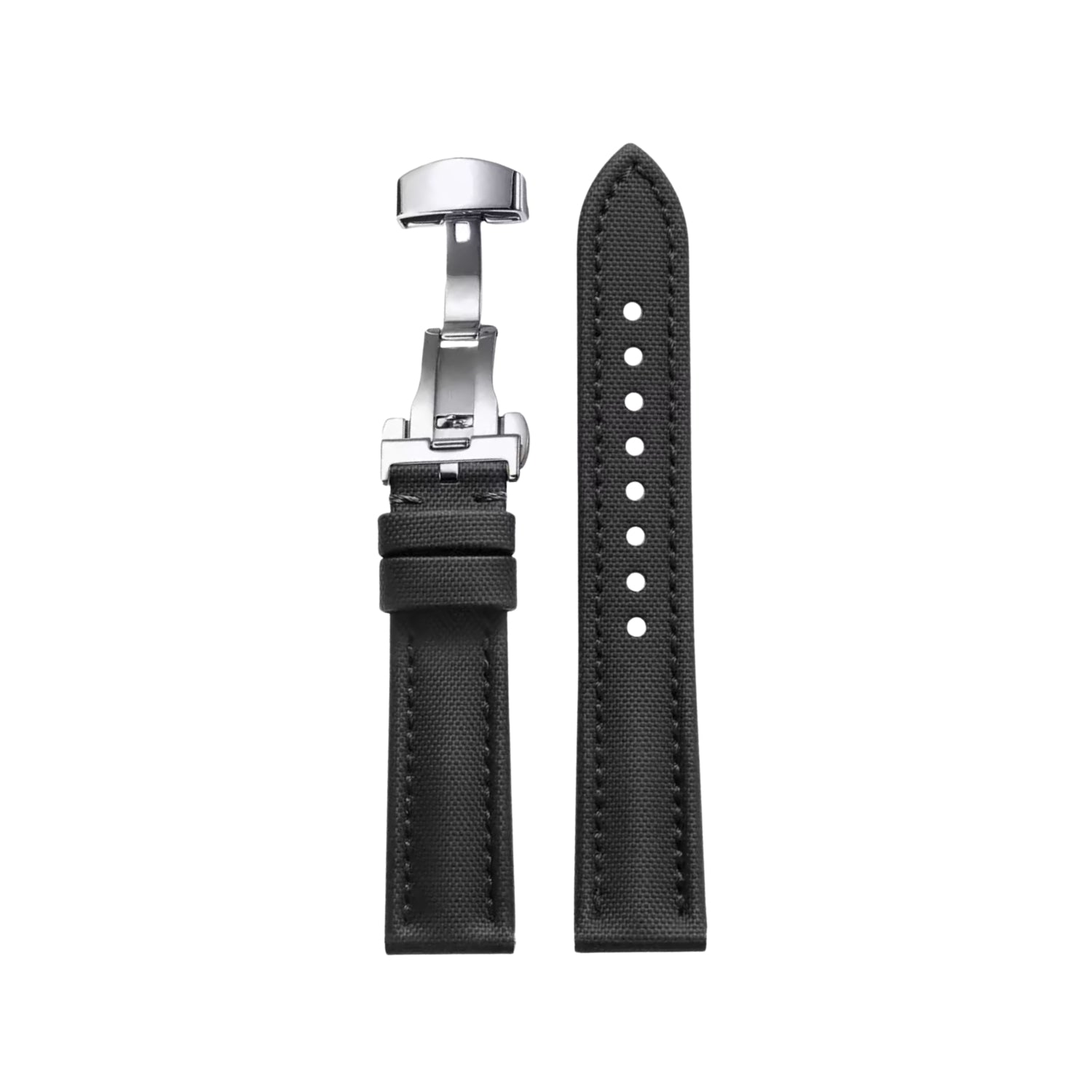 Sailcloth FKM Rubber Watch Strap – Black – MarinerTex™ by Helvetus®
