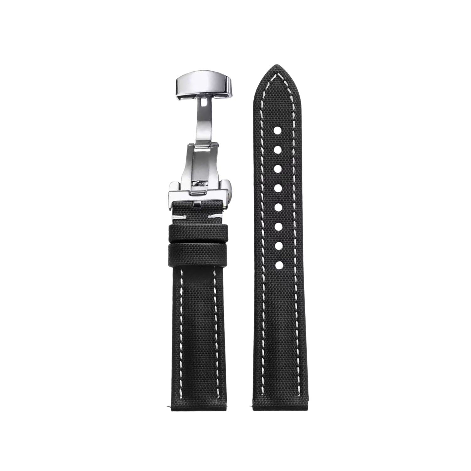 Sailcloth FKM Rubber Watch Strap – Black/White – MarinerTex™ by Helvetus®