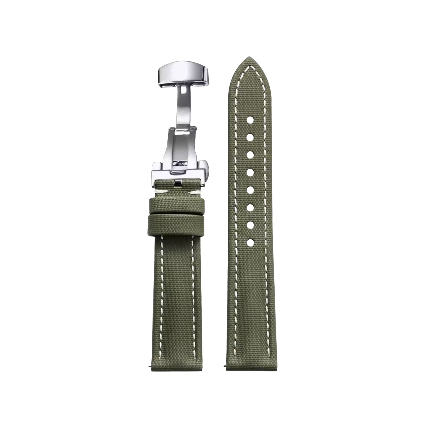 Sailcloth FKM Rubber Watch Strap – Green/White – MarinerTex™ by Helvetus®