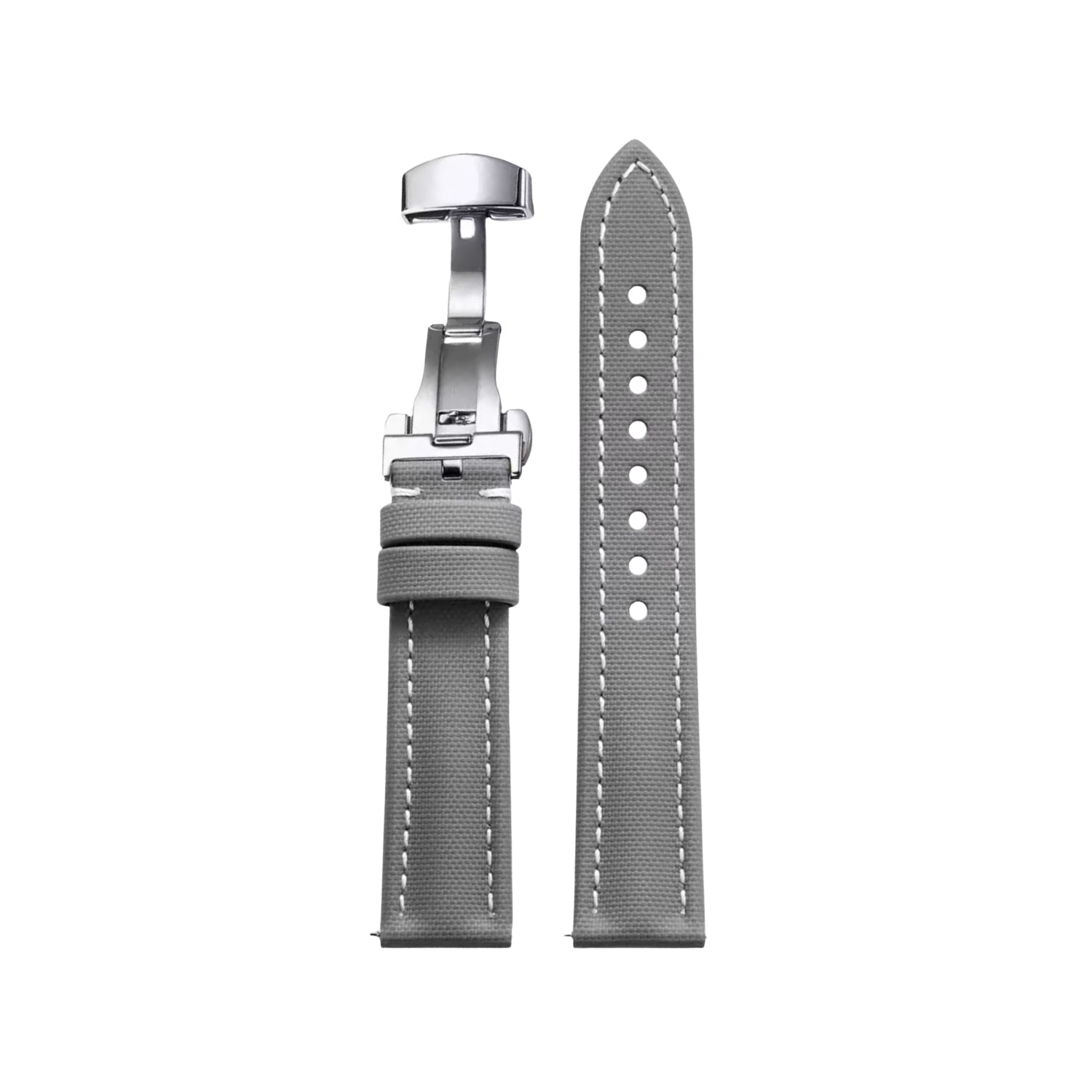 Sailcloth FKM Rubber Watch Strap – Grey/White – MarinerTex™ by Helvetus®